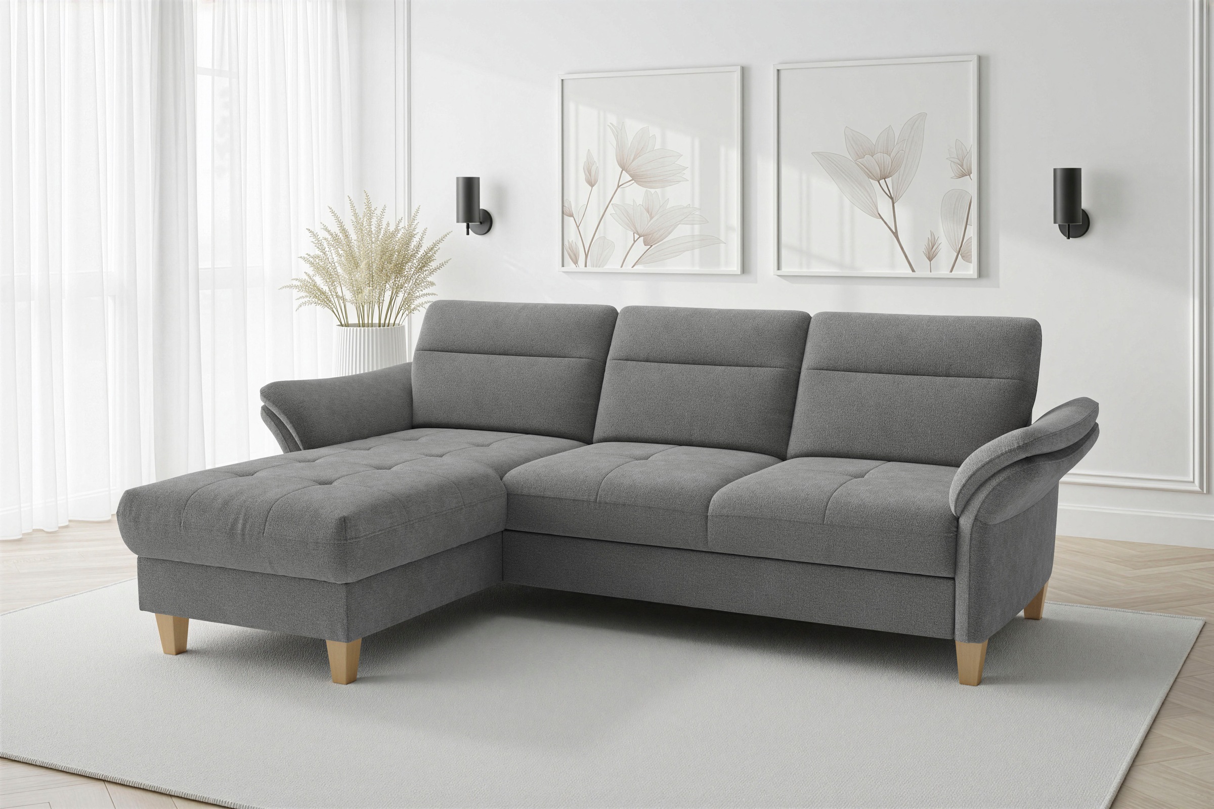 sit&more Ecksofa "Pamela L-Form, B: 230 cm, optional Schlaffunktion & Bettkasten" mit Federkern
