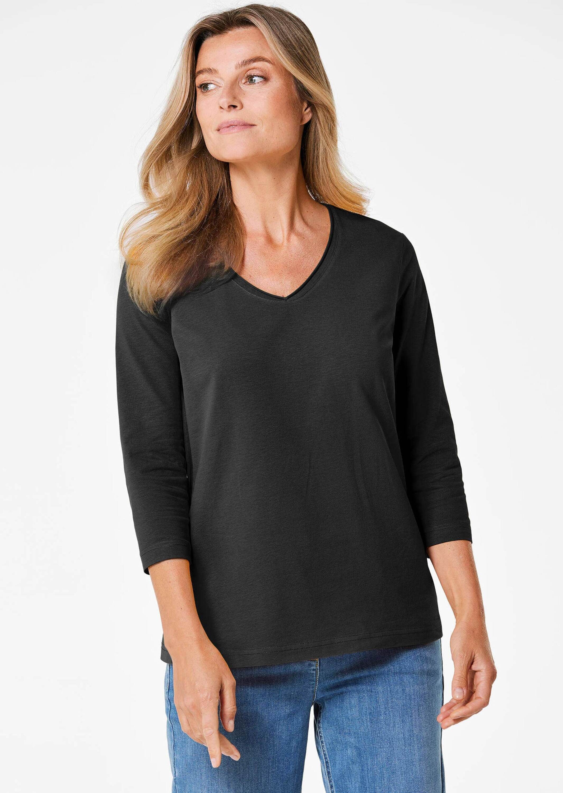 GOLDNER 3/4-Arm-Shirt "Shirt mit V-Ausschnitt" günstig online kaufen