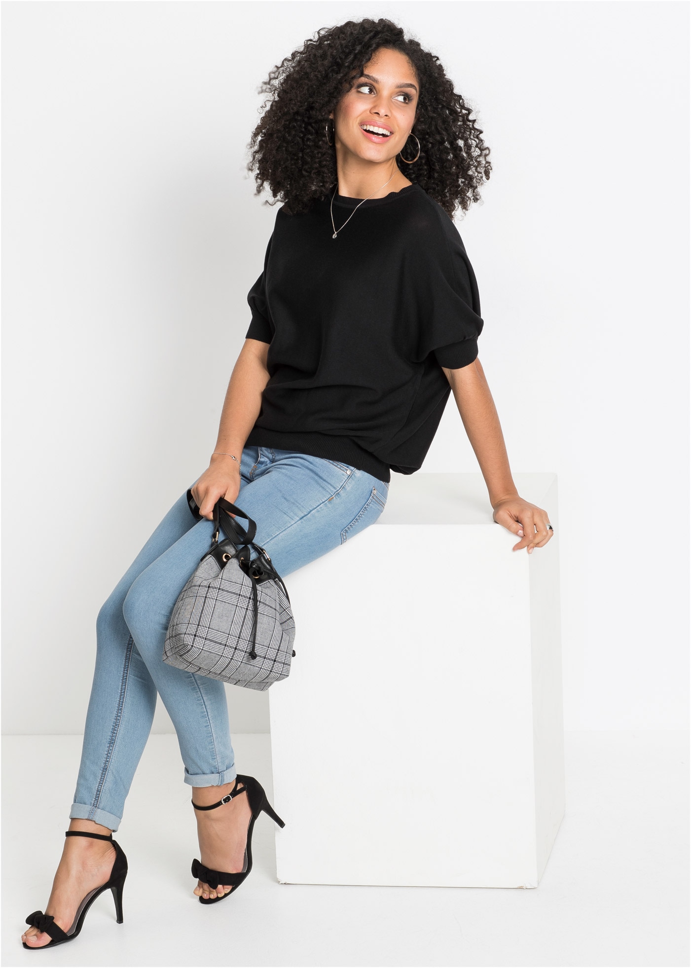 bonprix Strickpullover , Feinstrickpullover aus Baumwoll-Mix
