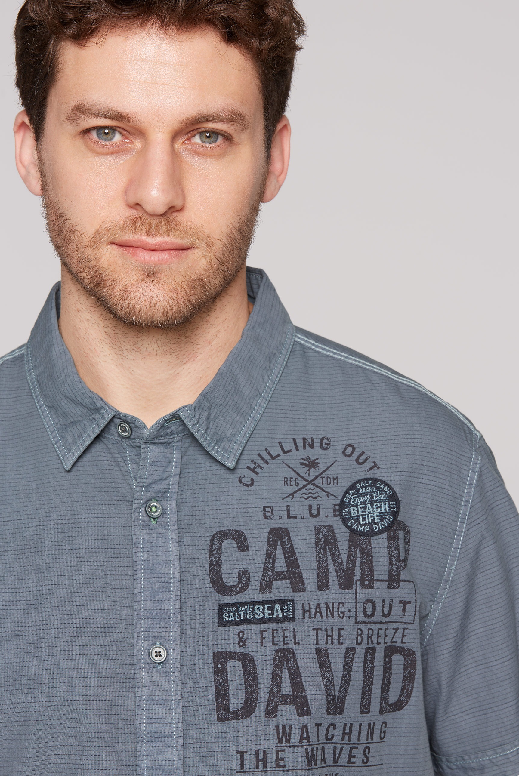 CAMP DAVID Kurzarmhemd, aus Baumwolle