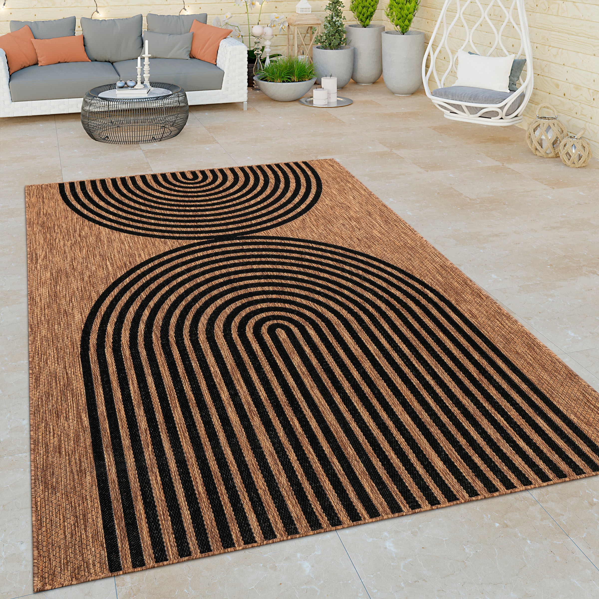 Paco Home Teppich »Illusion 328«, rechteckig, 4 mm Höhe, Flachgewebe, Scandi Look, In- und Outdoor geeignet