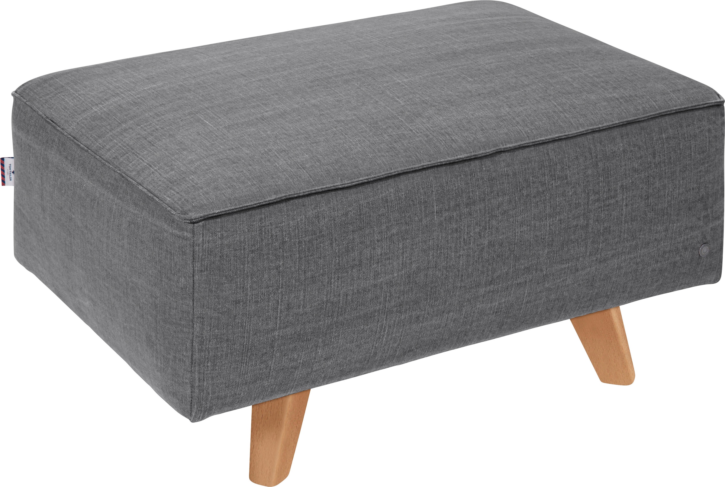 TOM TAILOR HOME Hocker "NORDIC CHIC", mit Kedernaht, Breite 85 cm, Füße Buche natur