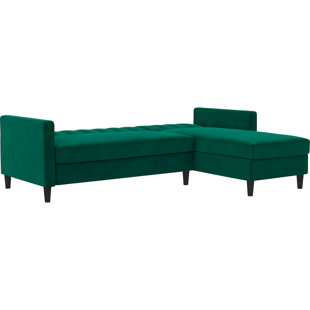 Dorel Home Ecksofa mit Schlafffunktion, Recamiere mit Stauraum beidseitig montierbar, Rückenlehne 2-teilig und 3-fach verstellbar