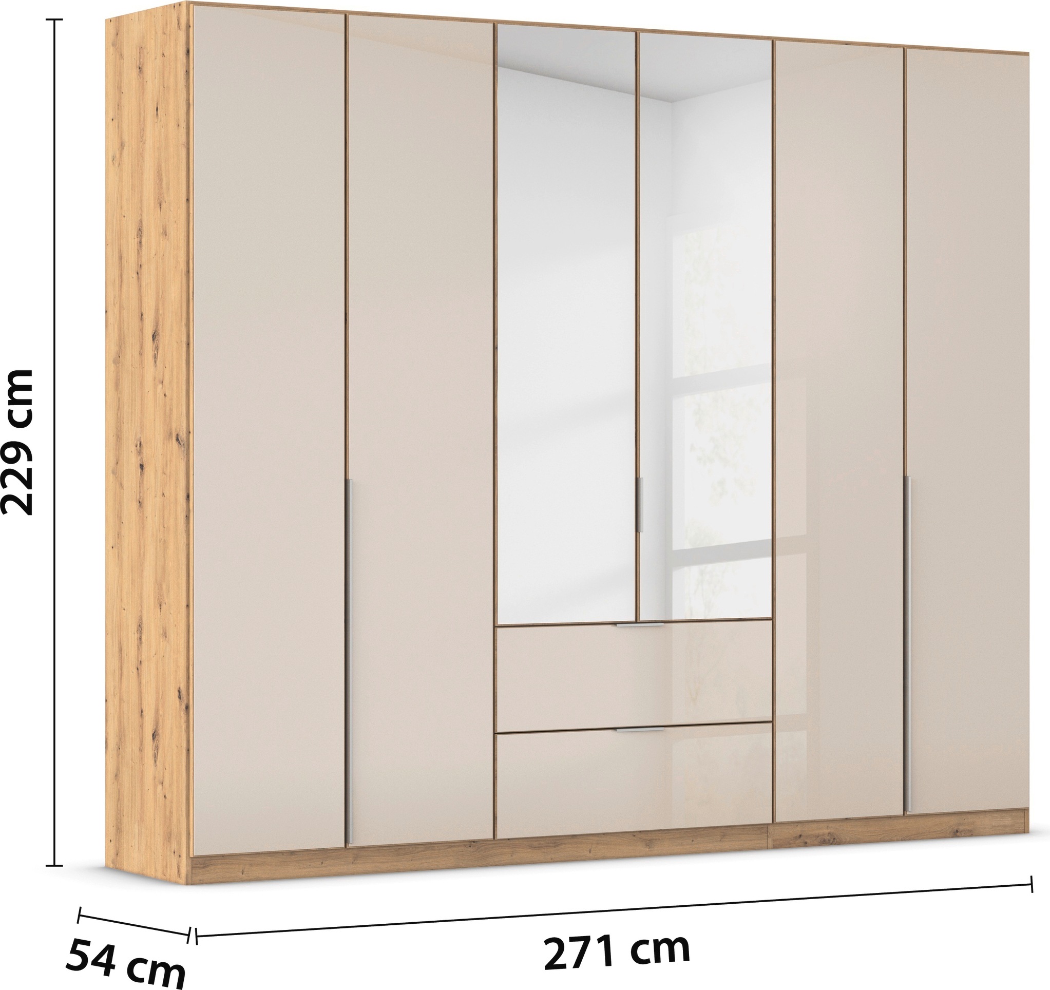 rauch Drehtürenschrank »Kleiderschrank Kleiderschränke Schrank Garderobe AGORDO mit Glasfront«, mit Außenschubkästen, in 6 Breiten und 2 Höhen MADE IN GERMANY