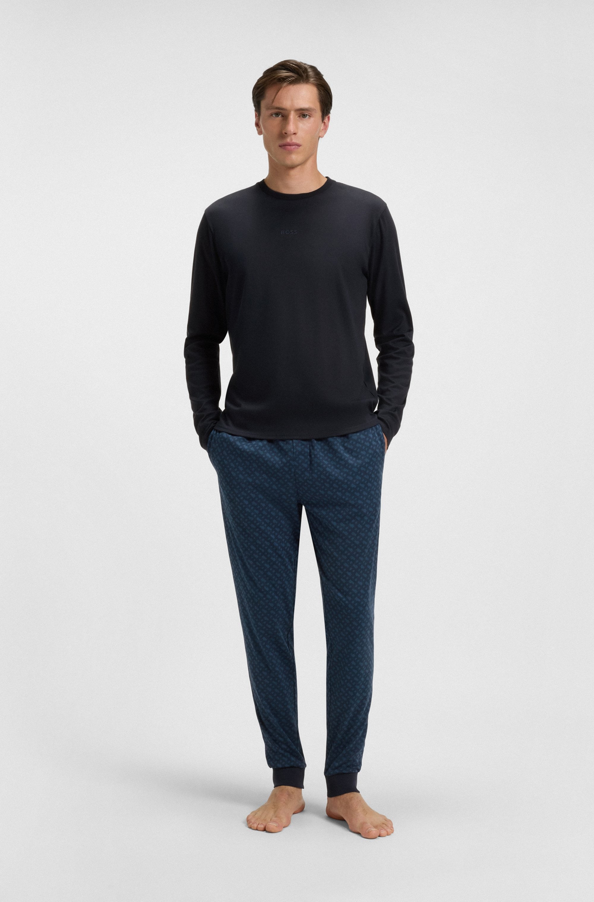 BOSS Pyjama "Relax Long Set" 2 Stk. tlg., Neuheit, Oberteil unifarben, Unte günstig online kaufen
