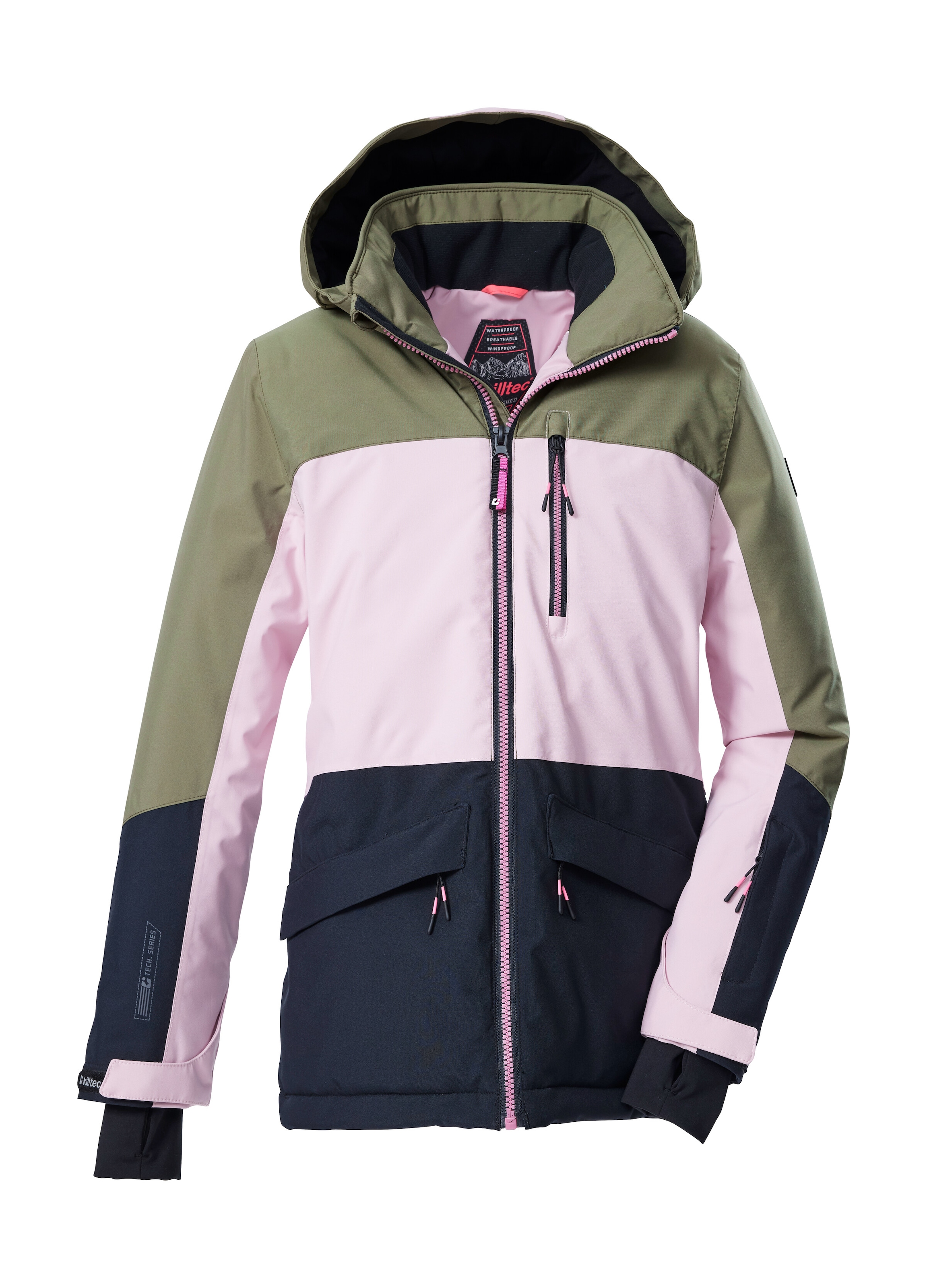 Killtec Skijacke "KSW 208 GRLS SKI JCKT" Wasserdichte, atmungsaktive Kinderjacke mit Schneefang und Taschen