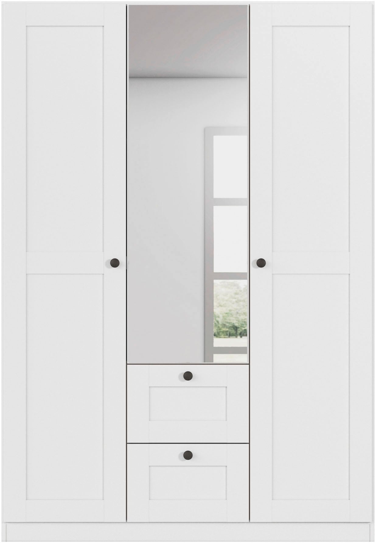 rauch Drehtürenschrank »Kleiderschrank Schrank Garderobe Ankleide Schlafzimmerschrank YLVA« Breiten: 90/135/180 cm, Höhe 197 cm,  skandinavischer Style mit Rahmenfront und Knopfgriffen MADE IN GERMANY