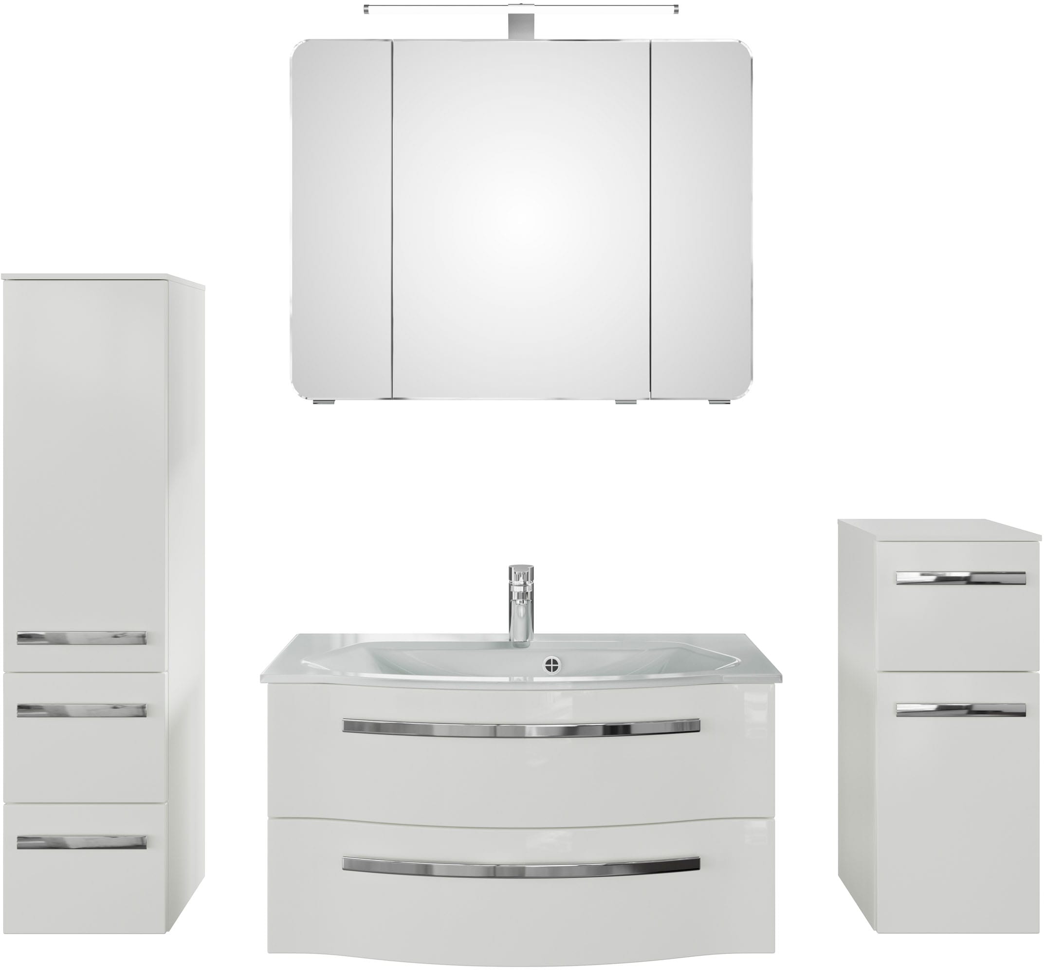 Saphir Badmöbel-Set "Serie 4005, vormontiert, Glaswaschbecken, Spiegelschra günstig online kaufen