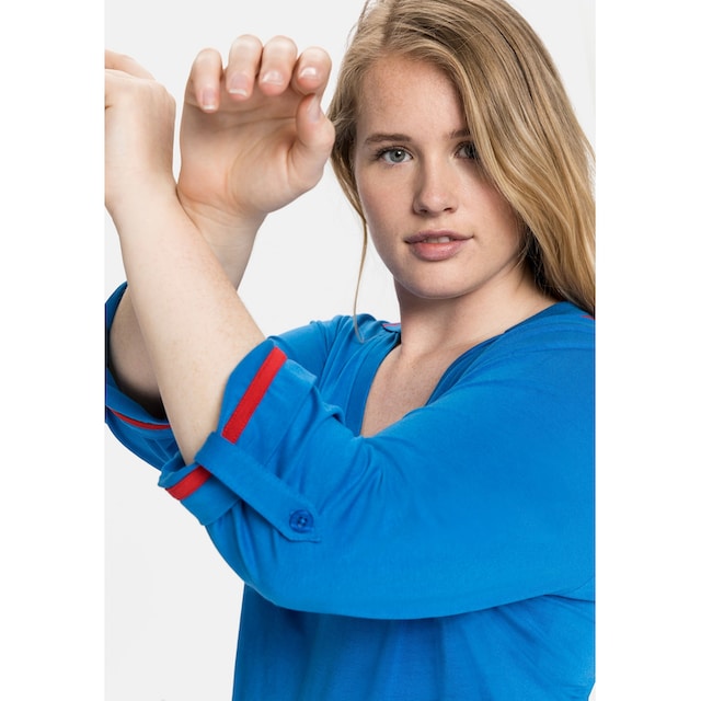 Sheego 3/4-Arm-Shirt »Große Größen«, mit farbigen Akzenten und 7/8-Ärmel  bestellen | BAUR