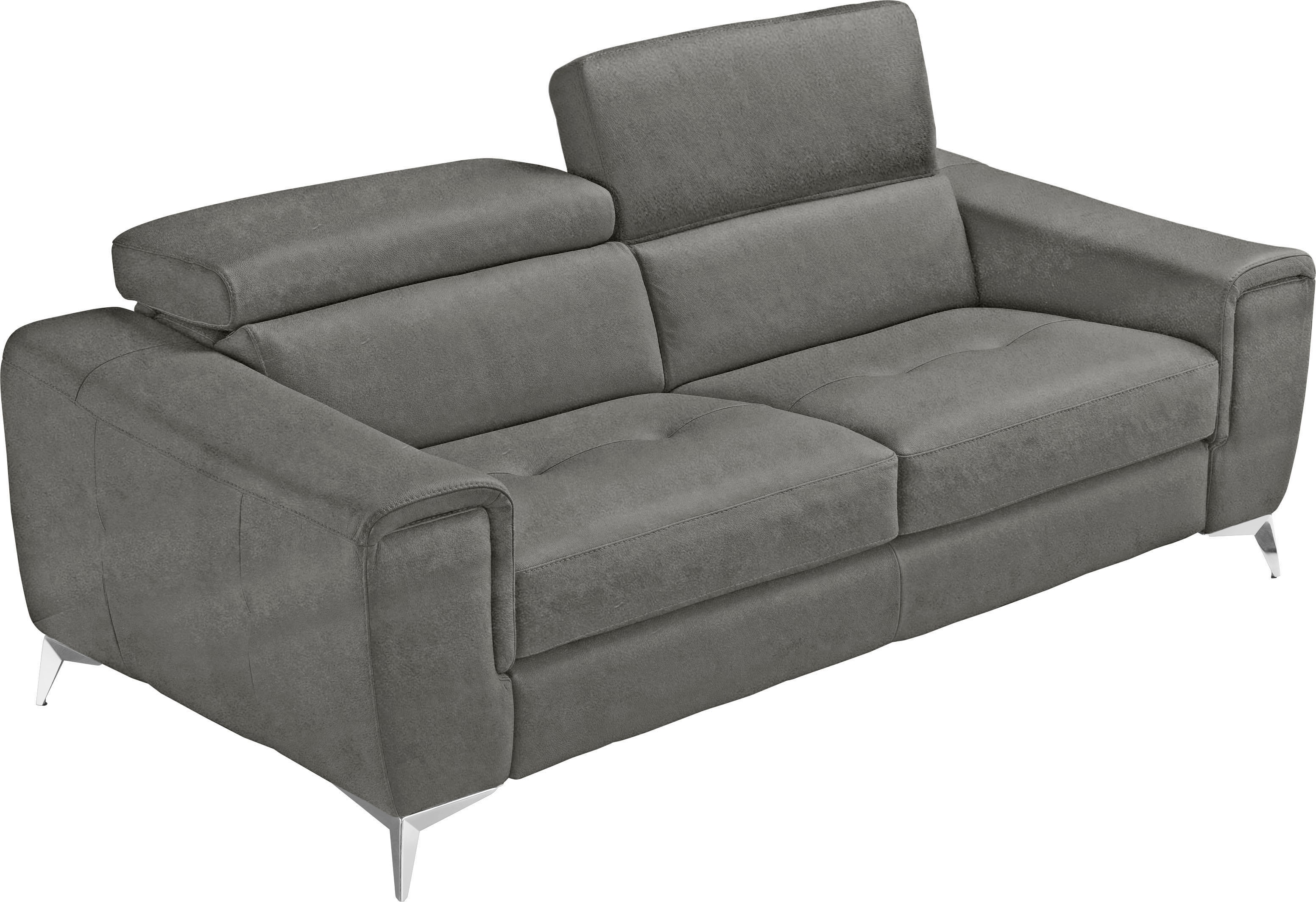 Egoitaliano 2,5-Sitzer "Francine, Designsofa, Loungesofa, Breite 213 cm, Fußfarbe chrom" Designfuß, Luxus-Microfaser BLUSH, plum