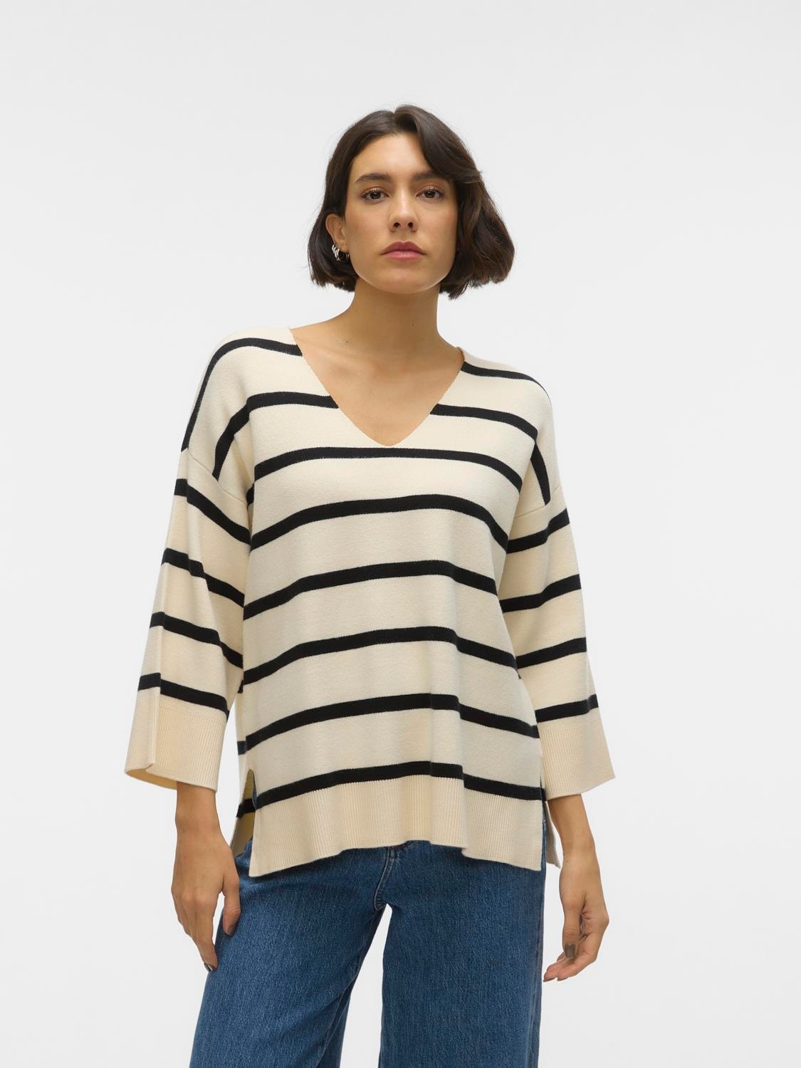 V-Ausschnitt-Pullover »VMSABA 3/4 V-NCK STRIPE PULLOVER GA NOOS«