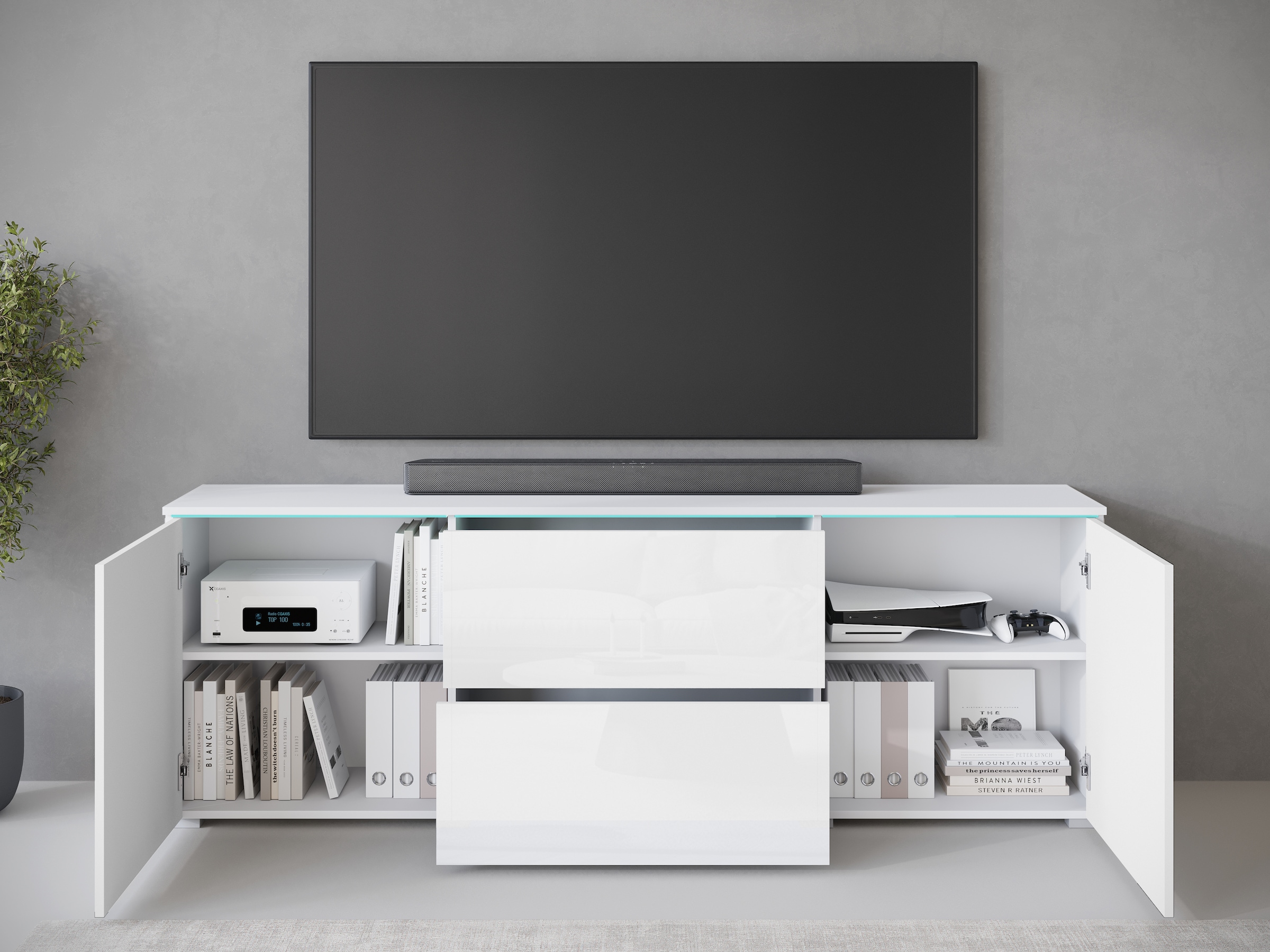 INOSIGN Lowboard, Lowboard Vera, 2 Türen/2 Schubladen, TV-Schrank mit viel Stauraum