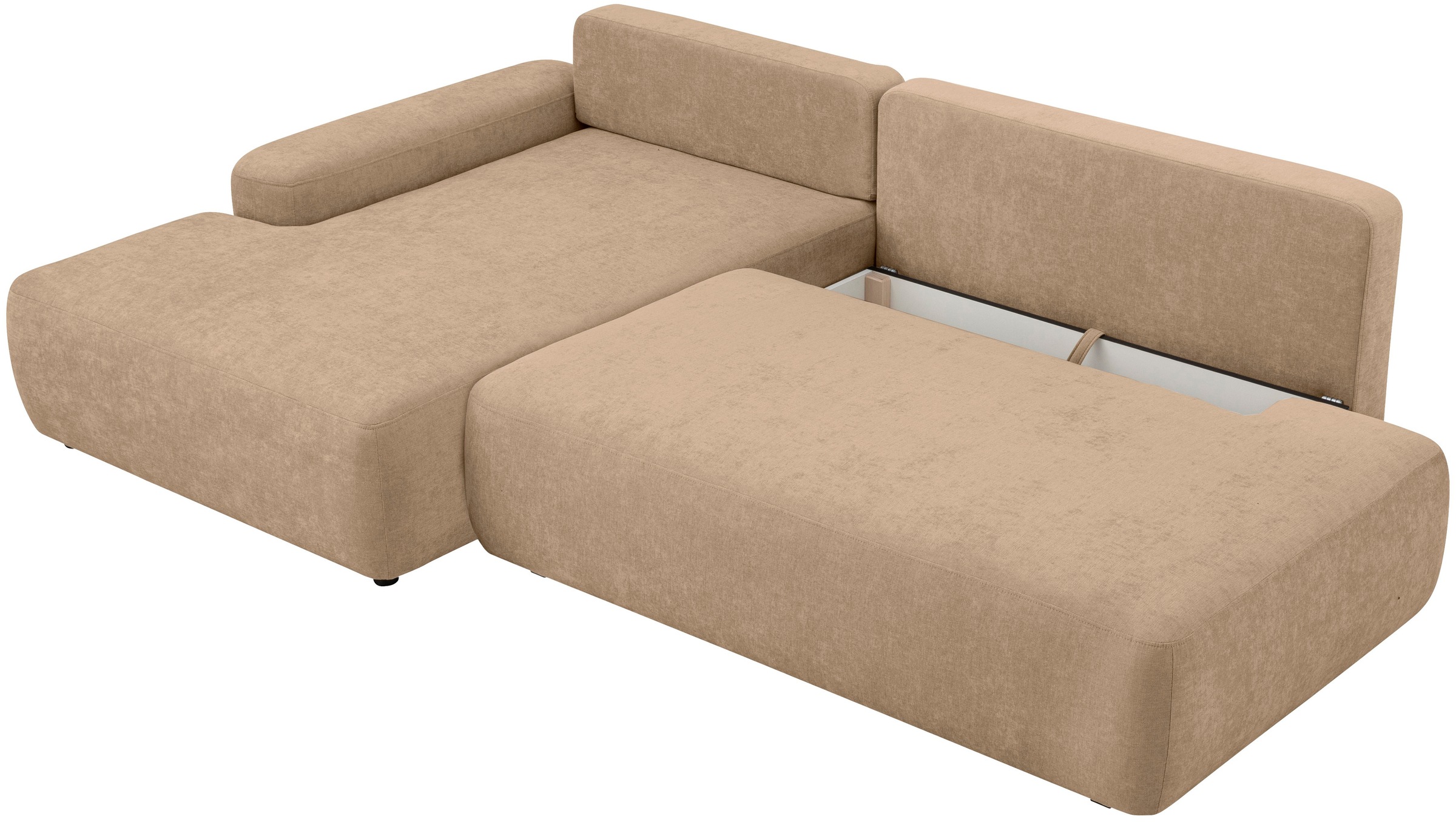INOSIGN Ecksofa »TORGE, Schlafsofa Cord, Samtvelours u. Strukur fein, Couch in L-Form«, Schlaffunktion und Bettkasten, Liegefläche: 210x125 cm, neues Design