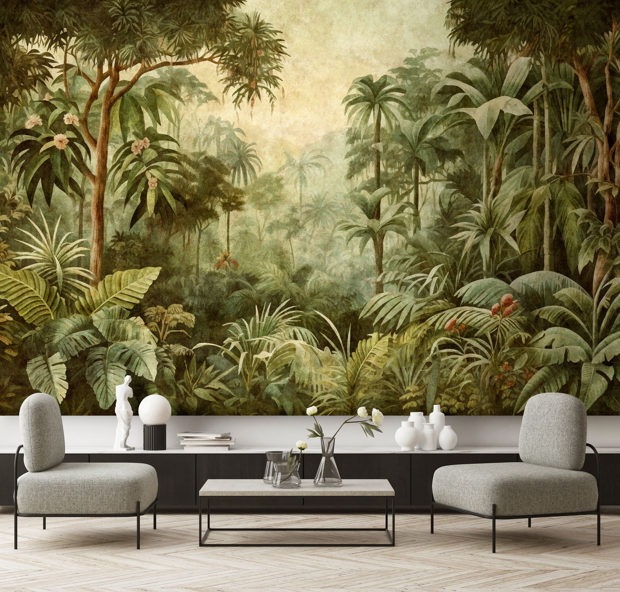living walls Fototapete »Walls by Patel 5 Fototapete Tropisches Dschungel-Panorama« tropisch glatt Tropisches Dschungel-Panorama auf 200 g/m² Premium-Vlies