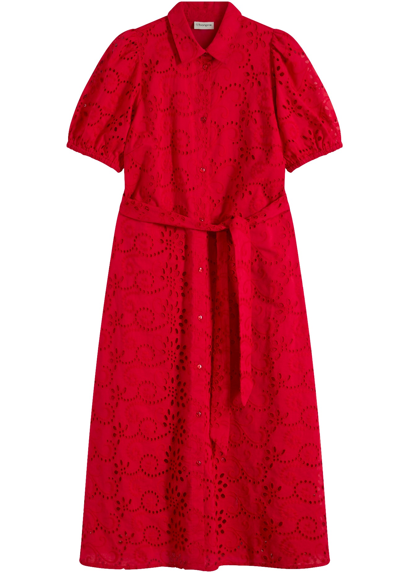 bonprix Blusenkleid aus reiner Baumwolle, mit Lochstickerei