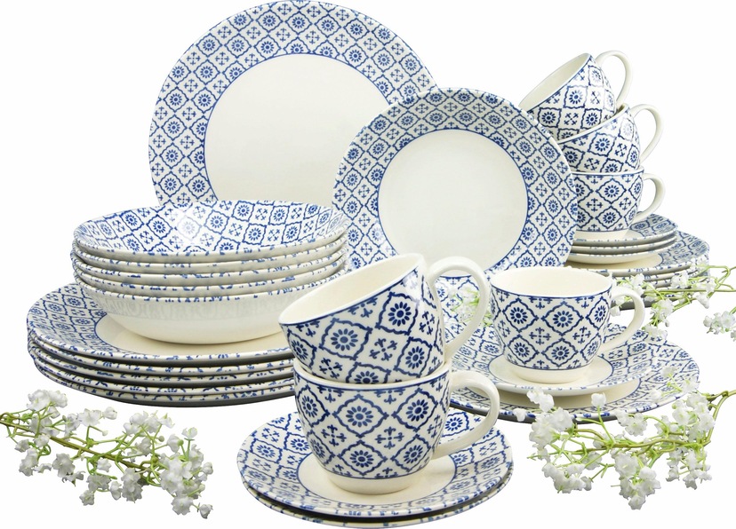 Kombiservice »Geschirr-Set ORIENTAL BLUE«, (Set, 30 tlg., Kaffeeservice und...