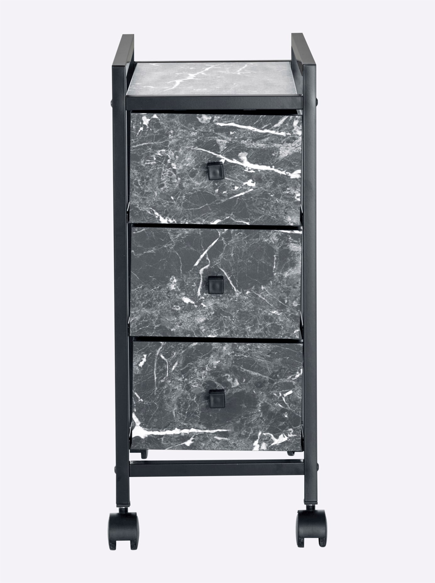 Rollwagen HEINE HOME, B:24cm H:57cm T:40cm, schwarz, MDF, Metall, Rollwagen