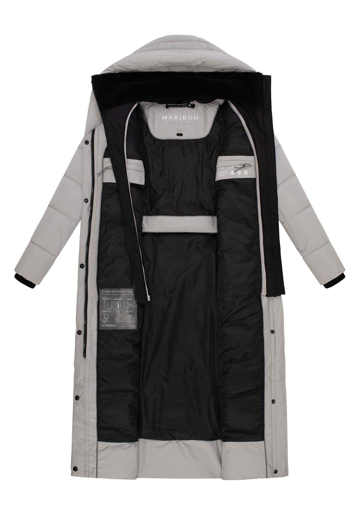 Marikoo Winterjacke »Pakoraa«, extra langer Winter Mantel mit abnehmbaren Innenteil
