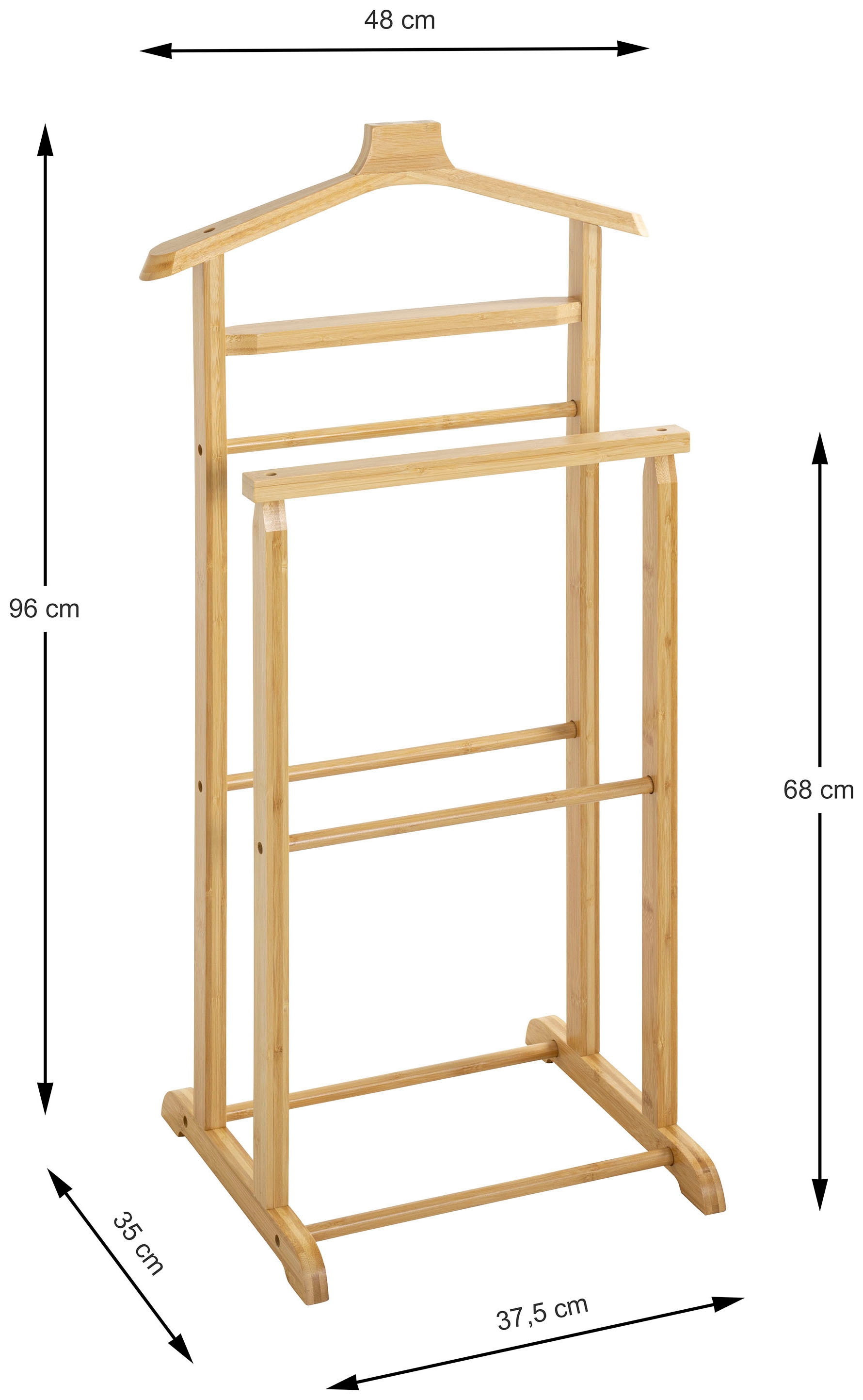 HAKU Herrendiener »Anzugständer, Dressboy, Kleiderboy, Kleiderbutler, Stiller Diener« freiform - aus Bambus natur -B/T/H 48/35/96 cm