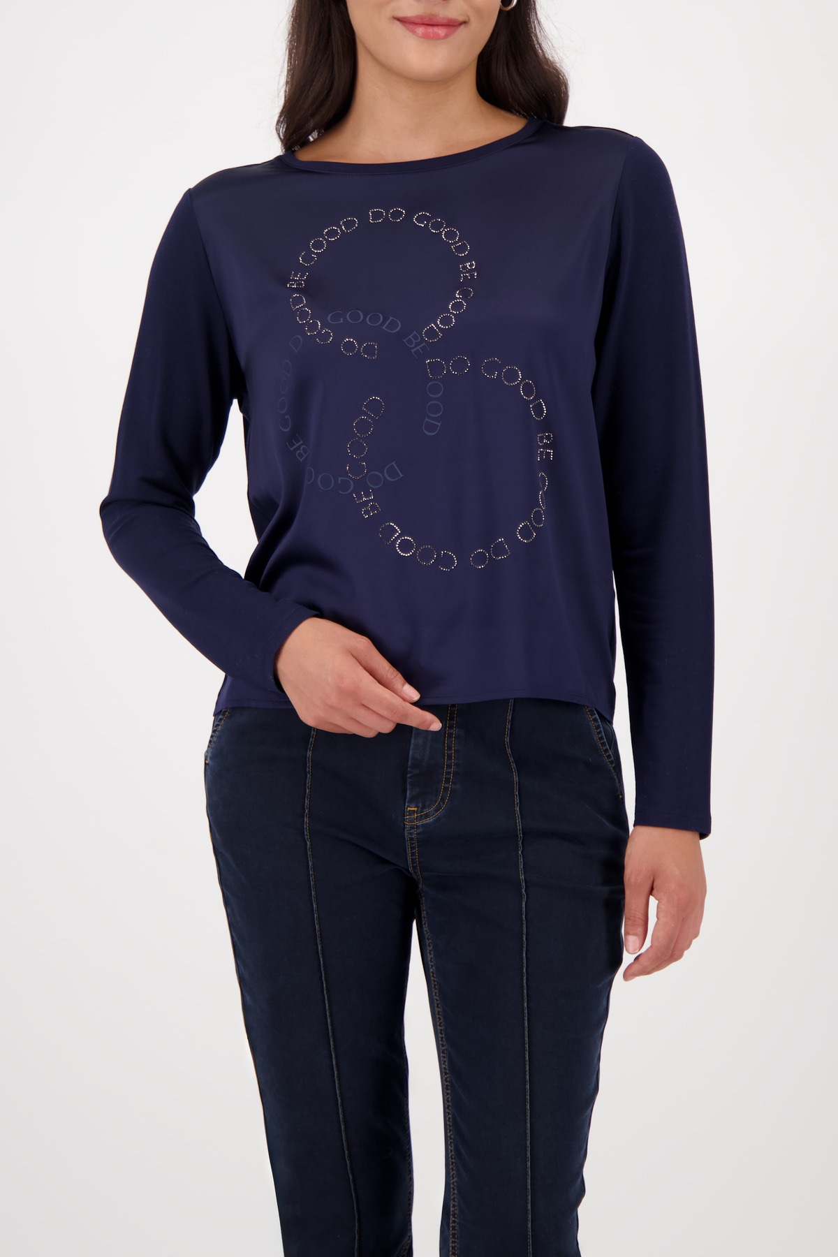 Monari Schlupfbluse "Schluse Basic Schmuck" mit Folienglanzdruck günstig online kaufen
