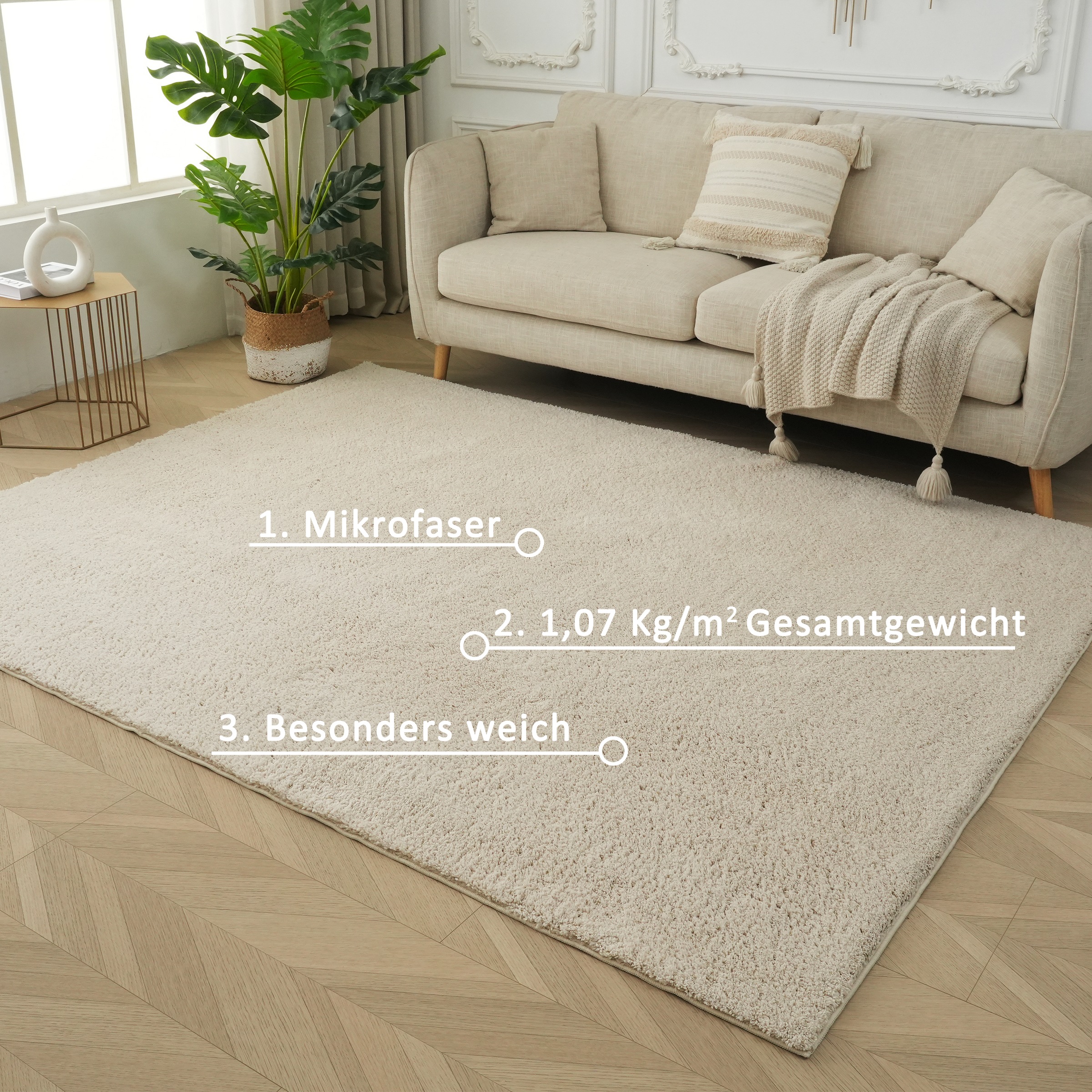 OTTO home Teppich »Cali Shaggy« rechteckig 22 mm Höhe Uni-Farben, kuschelig, & weich, waschbar, Wohnzimmer, Schlafzimmer