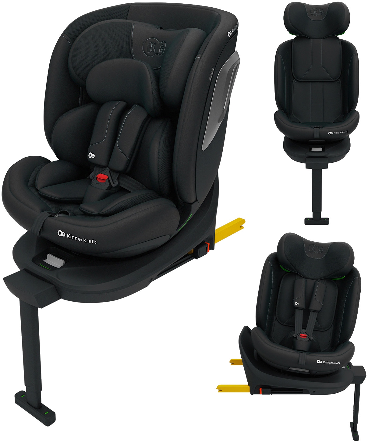 KINDERKRAFT Baby Autokindersitz "I-360 2 PLUS", schwarz, Materialmix, Kindersitze, 360 – drehbarer Kindersitz