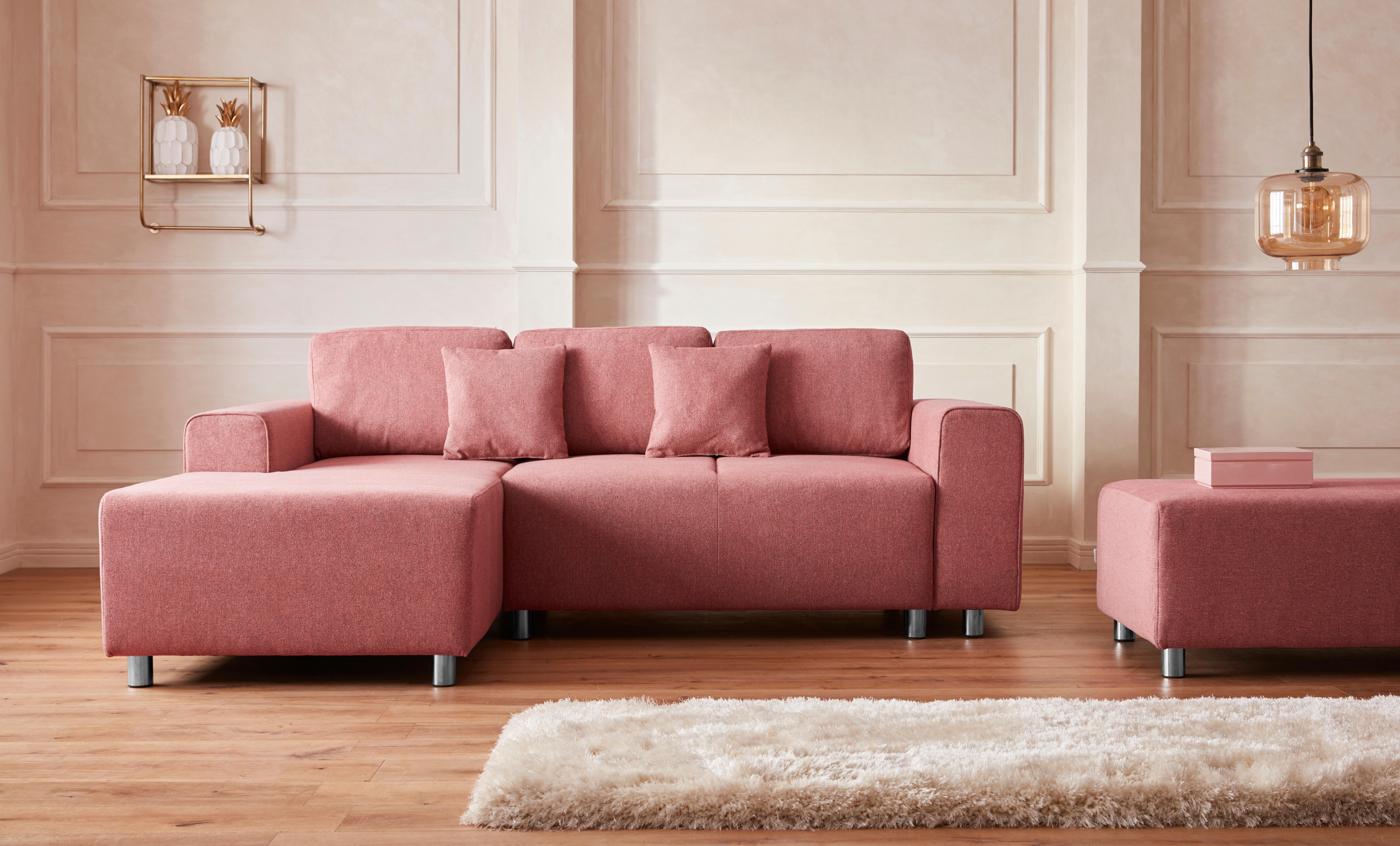 Home affaire Ecksofa "Györ" L-Form, wahlweise mit Bettfunktion und Bettkasten incl. 2 Zierkissen