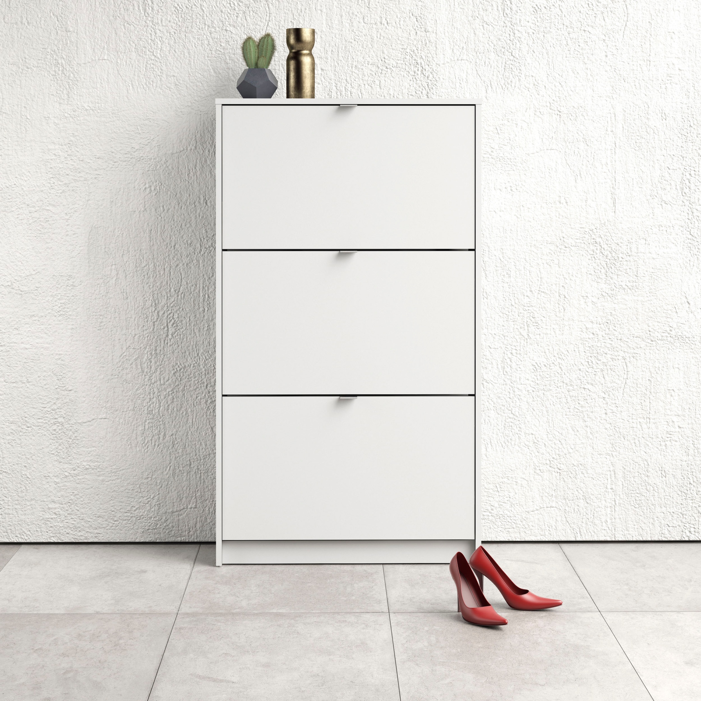 Home affaire Schuhschrank "Shoes Schuhaufbewahrung, Schuhkommode, Schuhregal," mit drei Klappen, 2 Böden, Höhe 123 cm, ca. 18 Paar Schuhe