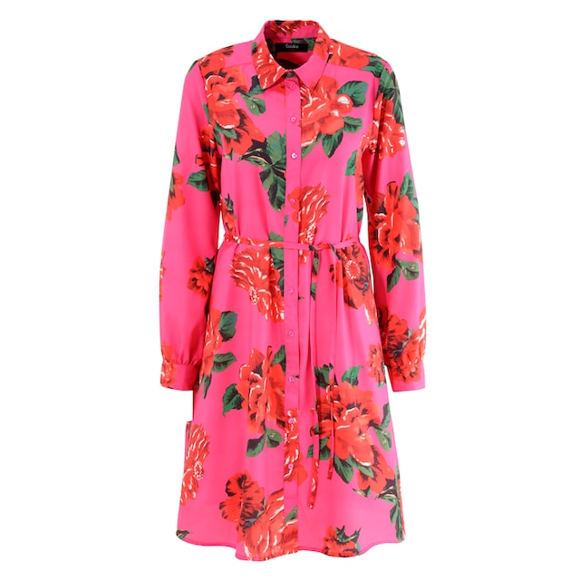 abnehmbarem Blumendruck NEUE CASUAL Aniston Blusenkleid, KOLLEKTION - bestellen (mit BAUR großflächigem Bindegürtel), mit | für