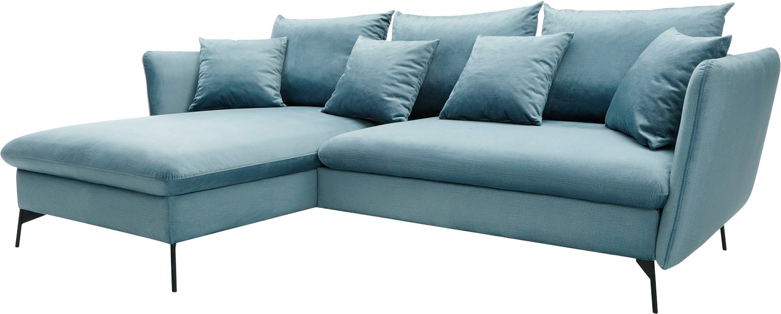 andas Ecksofa »LIVORNO,258 cm, L-Form,«, Schlaffunktion u. Bettkasten (139/224cm), Samt, Struktur, Webstoff