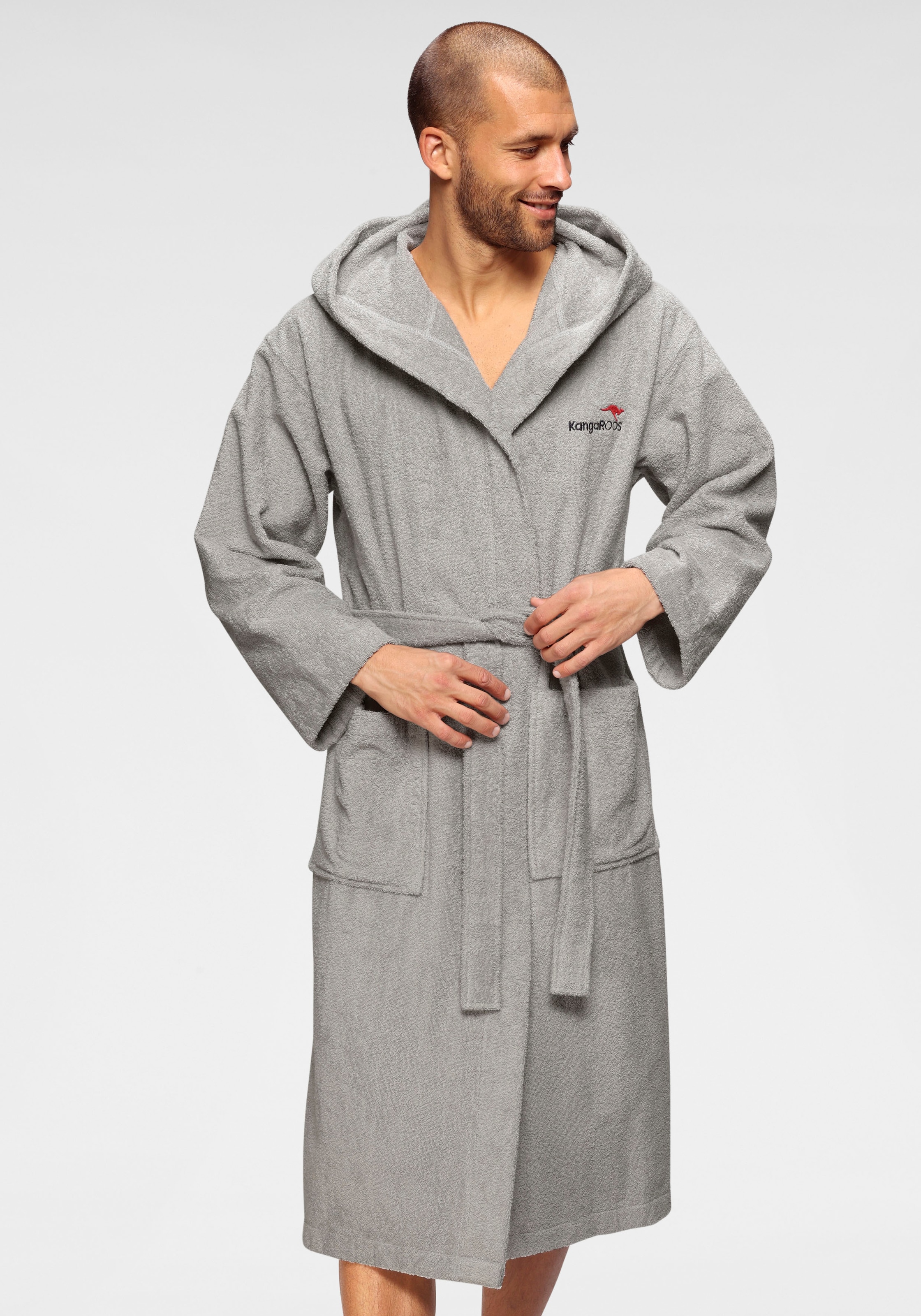 KangaROOS Unisex-Bademantel »Cassidy, für Damen & Herren, Standardlänge & Überlänge«, (1 St.), mit Taschen, Männer und Frauen, Baumwolle, Reise, Hotel, Sauna, S-3XL