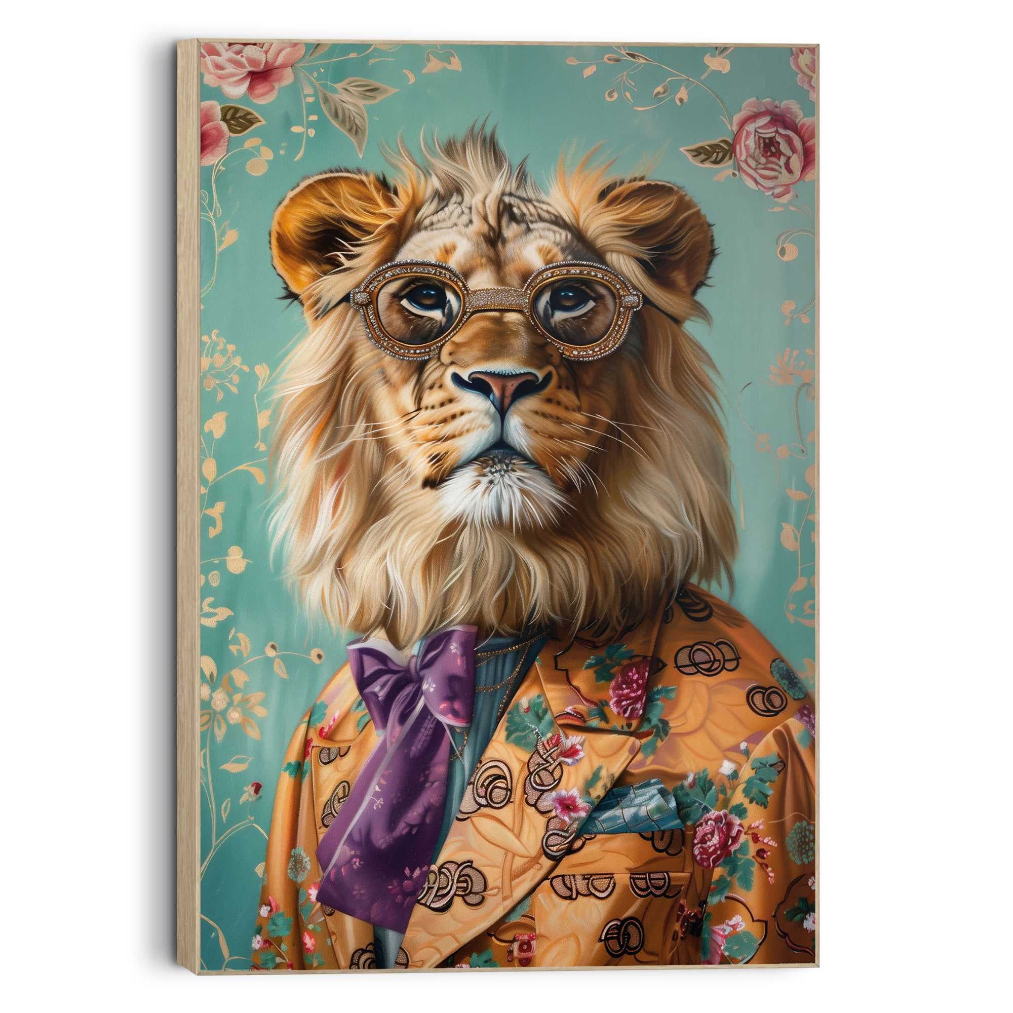 Reinders Wandbild "Dandy Lion Portrait" Wohnzimmer - Kostüm - Mehrfarbig - MDF - Tiere - 90x60 cm