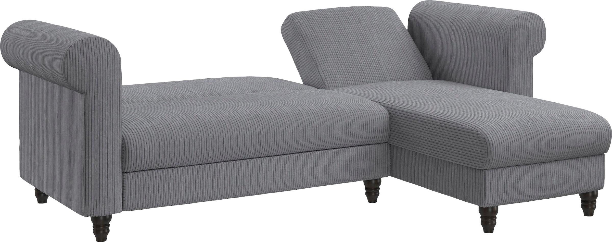 Dorel Home Ecksofa »Felix II, L-Form, Schlafsofa 241cm (Liegefl. 108/195 cm),«, verstellb. Rückenlehne, Recamiere wechselbar, Cord