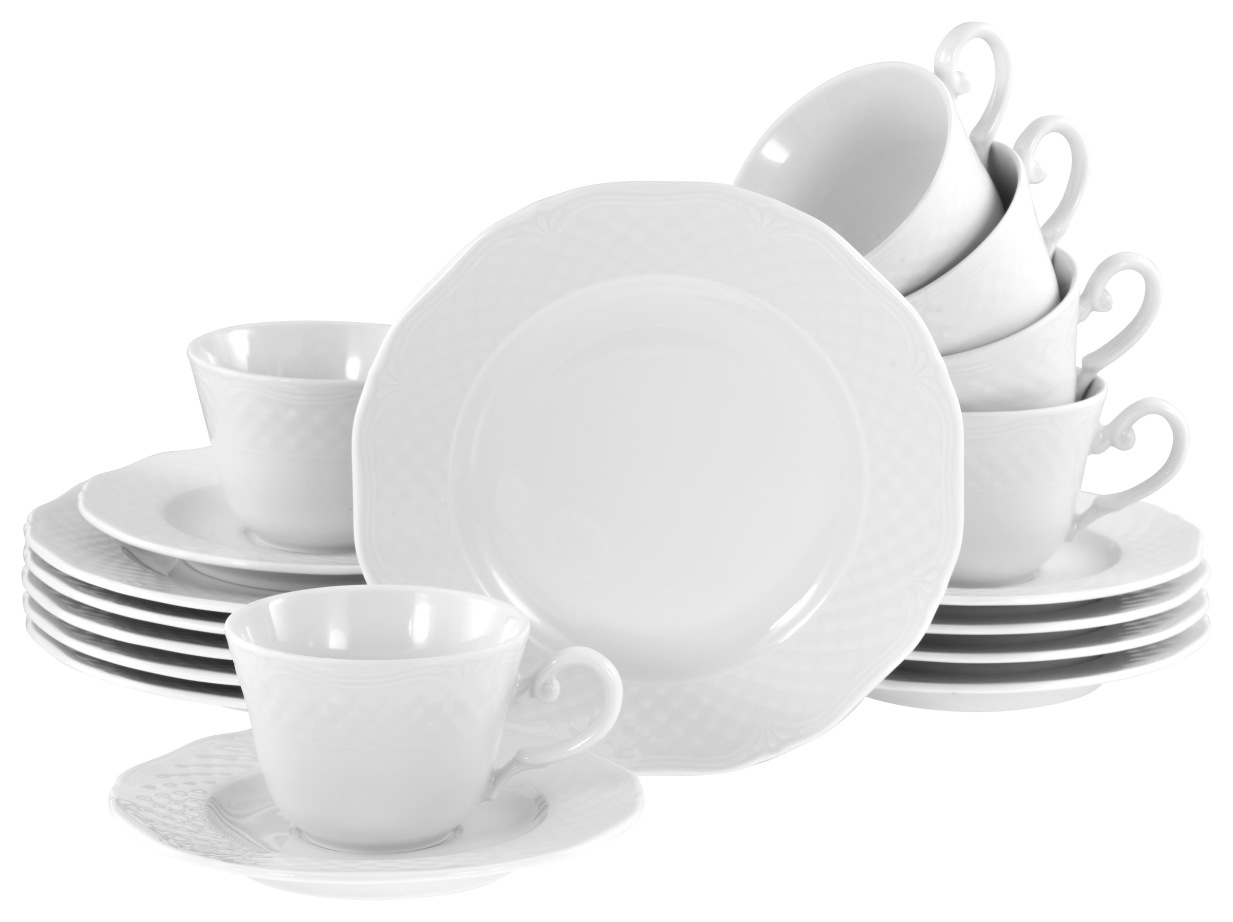 CREATABLE Kaffeeservice "Arianne Weiss, Service 18-tlg.", 18weiß, Geschirr-Sets, Klassisch, Zeitlos