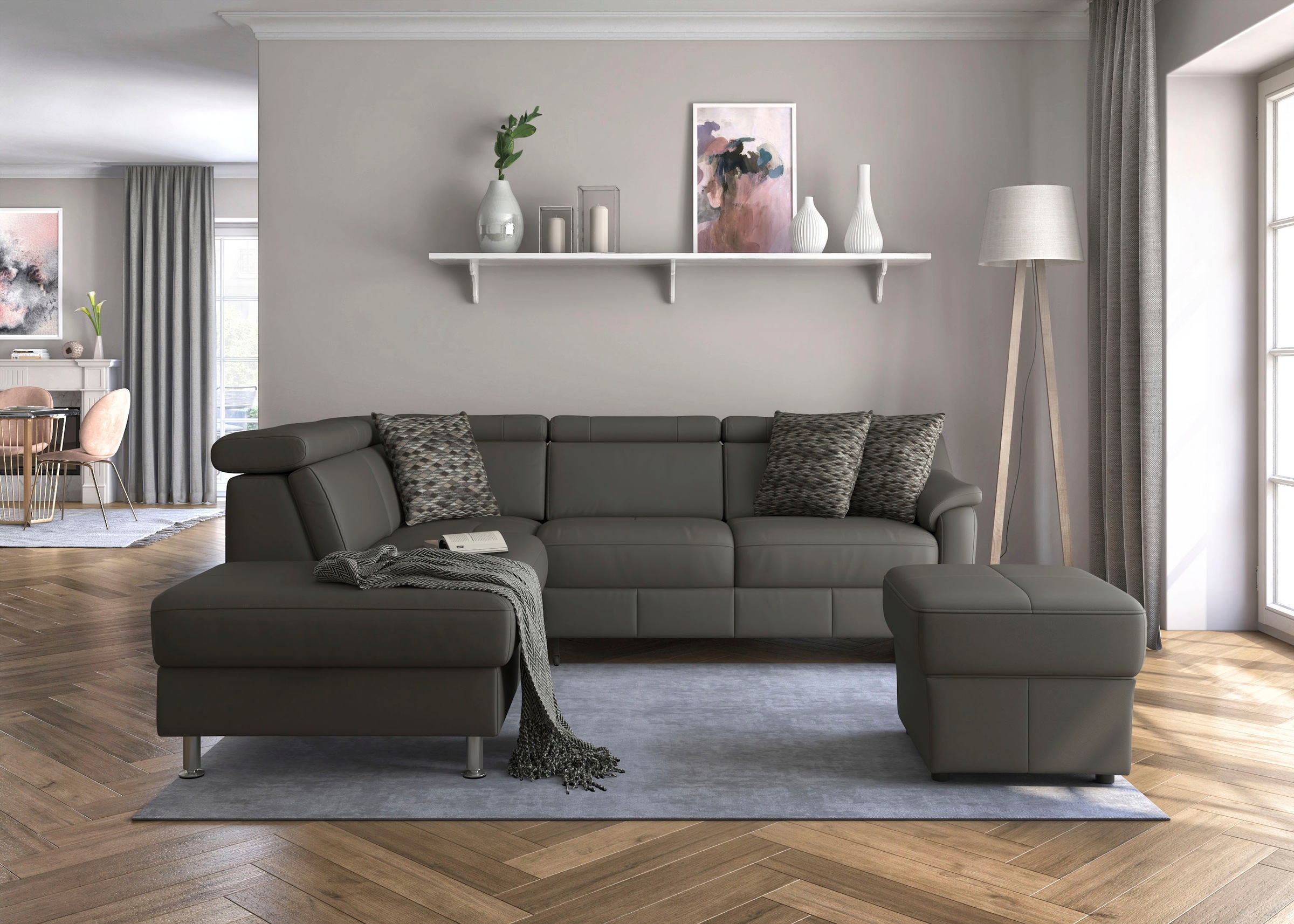 sit&more Ecksofa "Freetown L-Form" inklusive Kopfteilverstellung und komfortablem Federkern