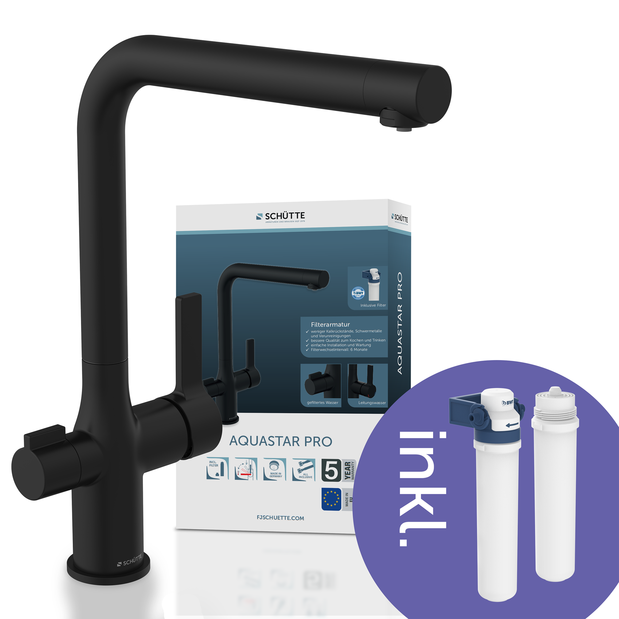 Schütte Spültischarmatur »AQUASTAR PRO«, mit Filtersystem für Trinkwasser, praktische Cold-Start-Funktion