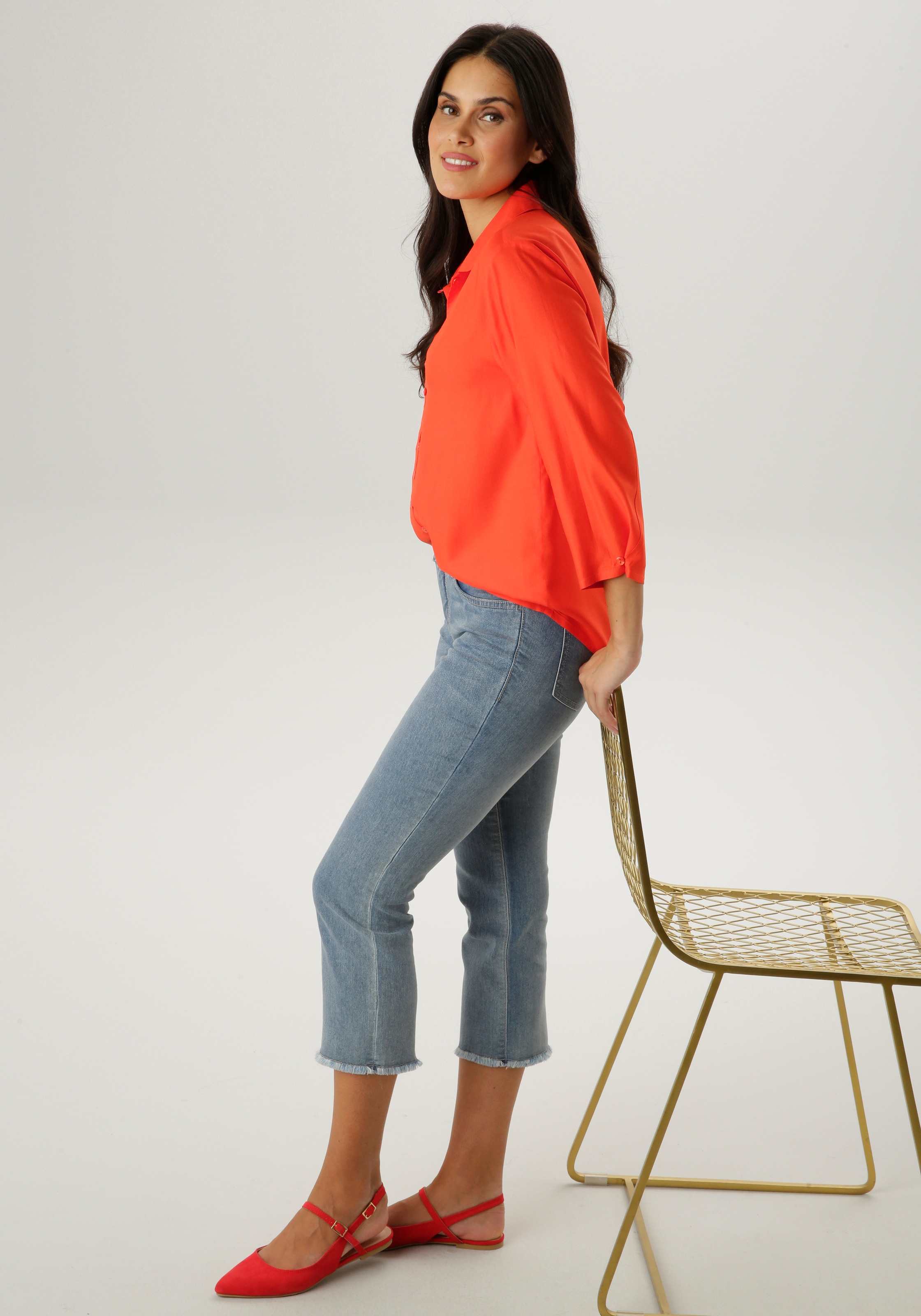 Aniston SELECTED Hemdbluse mit Hemdkragen und 3/4-langen Ärmeln - NEUE KOLLEKTION