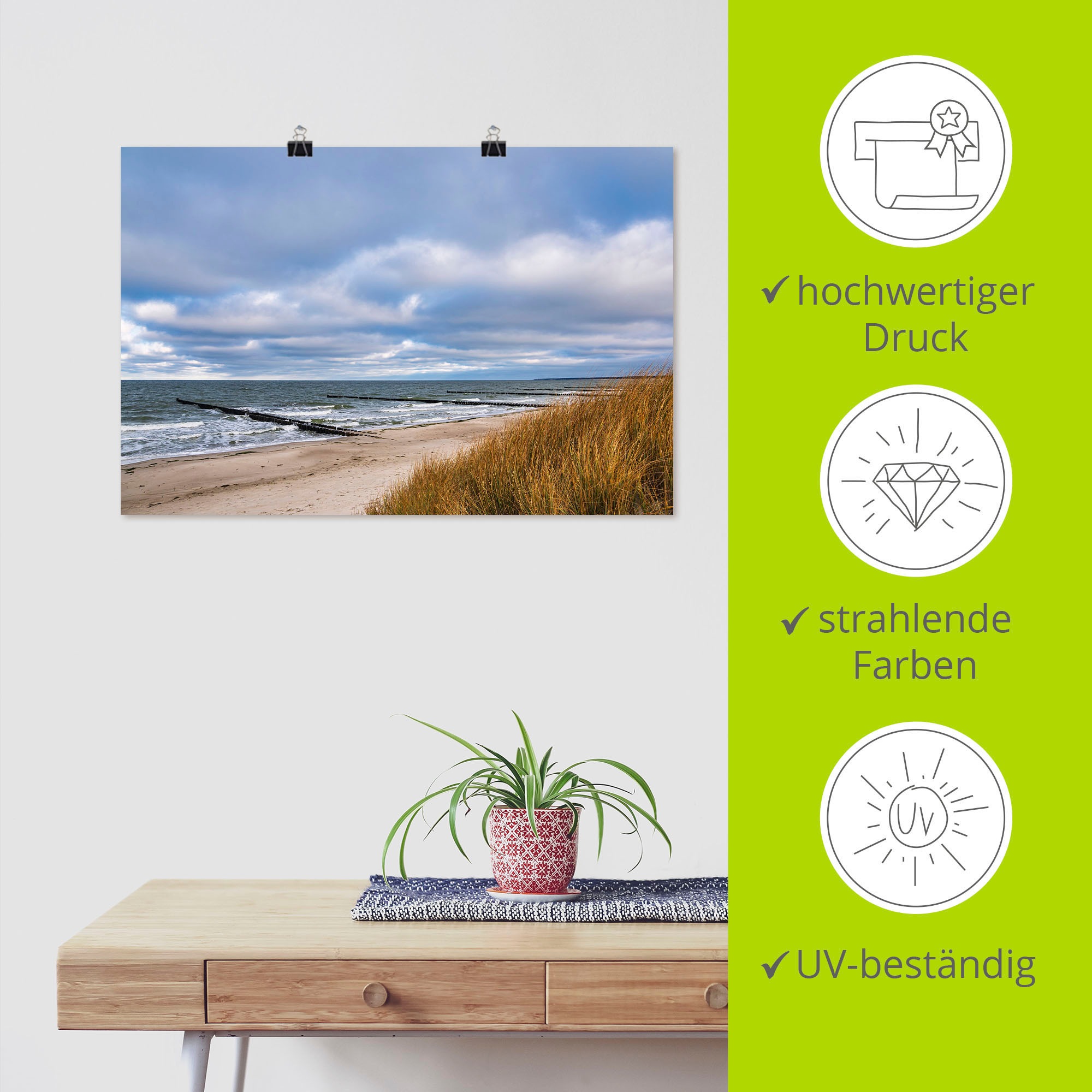 Artland Wandbild »Buhnen an der Küste der Ostsee III«, Strandbilder, (1 St.),  als Alubild, Leinwandbild, Wandaufkleber oder Poster in versch. Größen  bestellen | BAUR