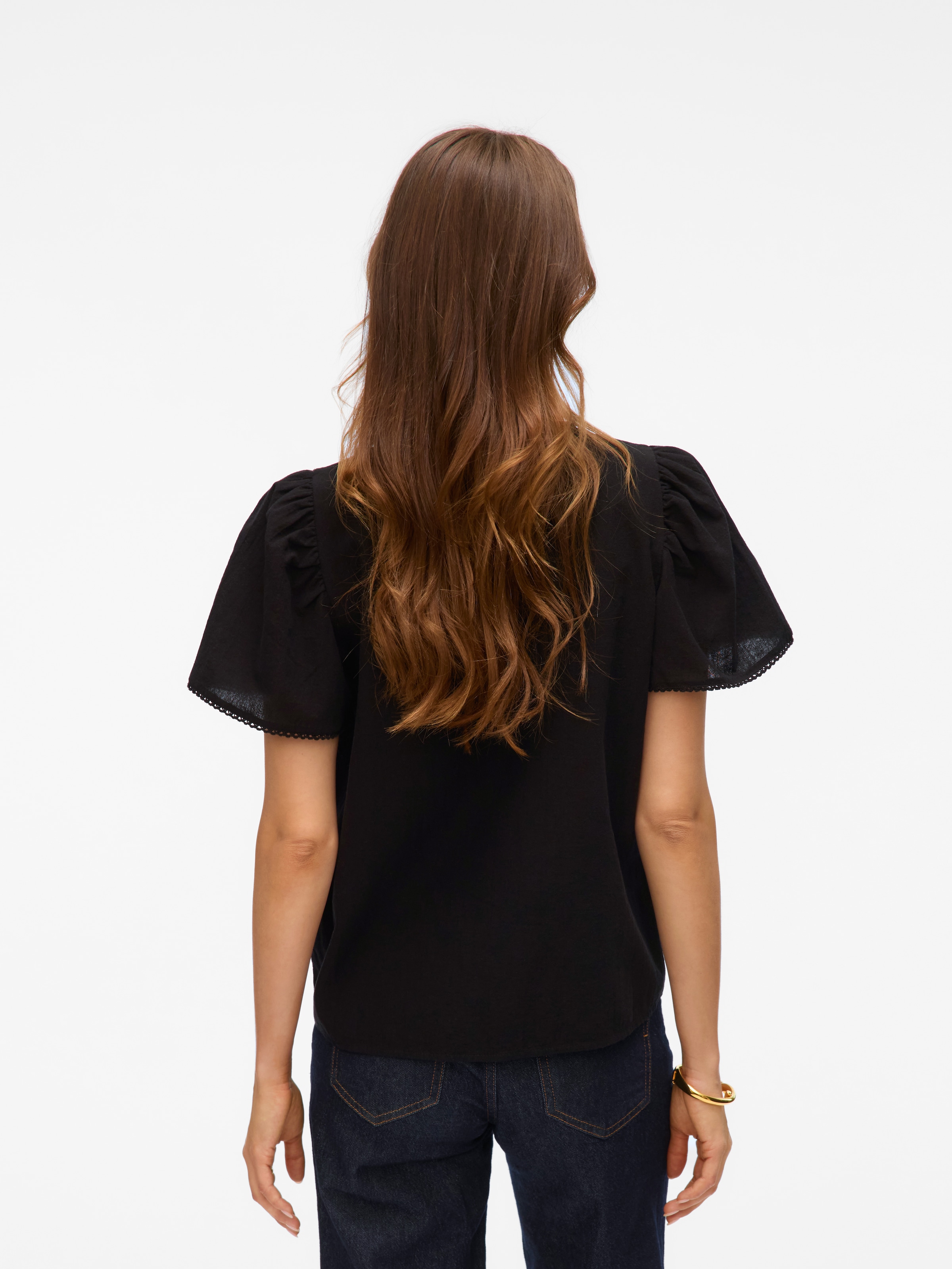 Vero Moda Kurzarmbluse »VMPRETTY SS TOP WVN GA NOOS«