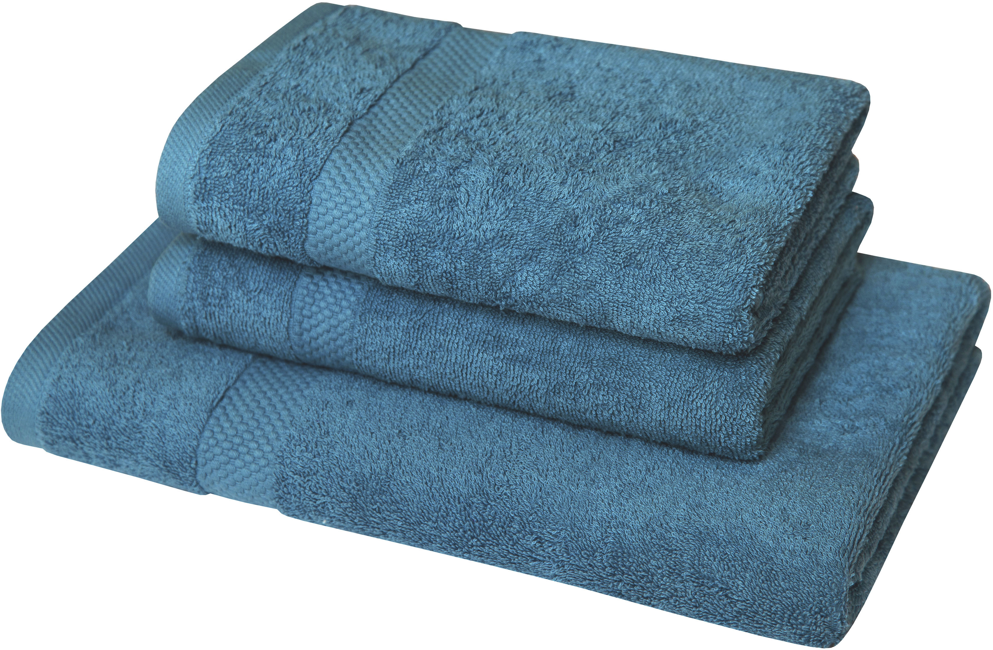 Handtuch Set DYCKHOFF, blau, Walkfrottier, Obermaterial: 100% Baumwolle, Handtuch-Sets, "Planet", 2 Handtücher (50x100cm), 1 Duschtuch (70x140cm)