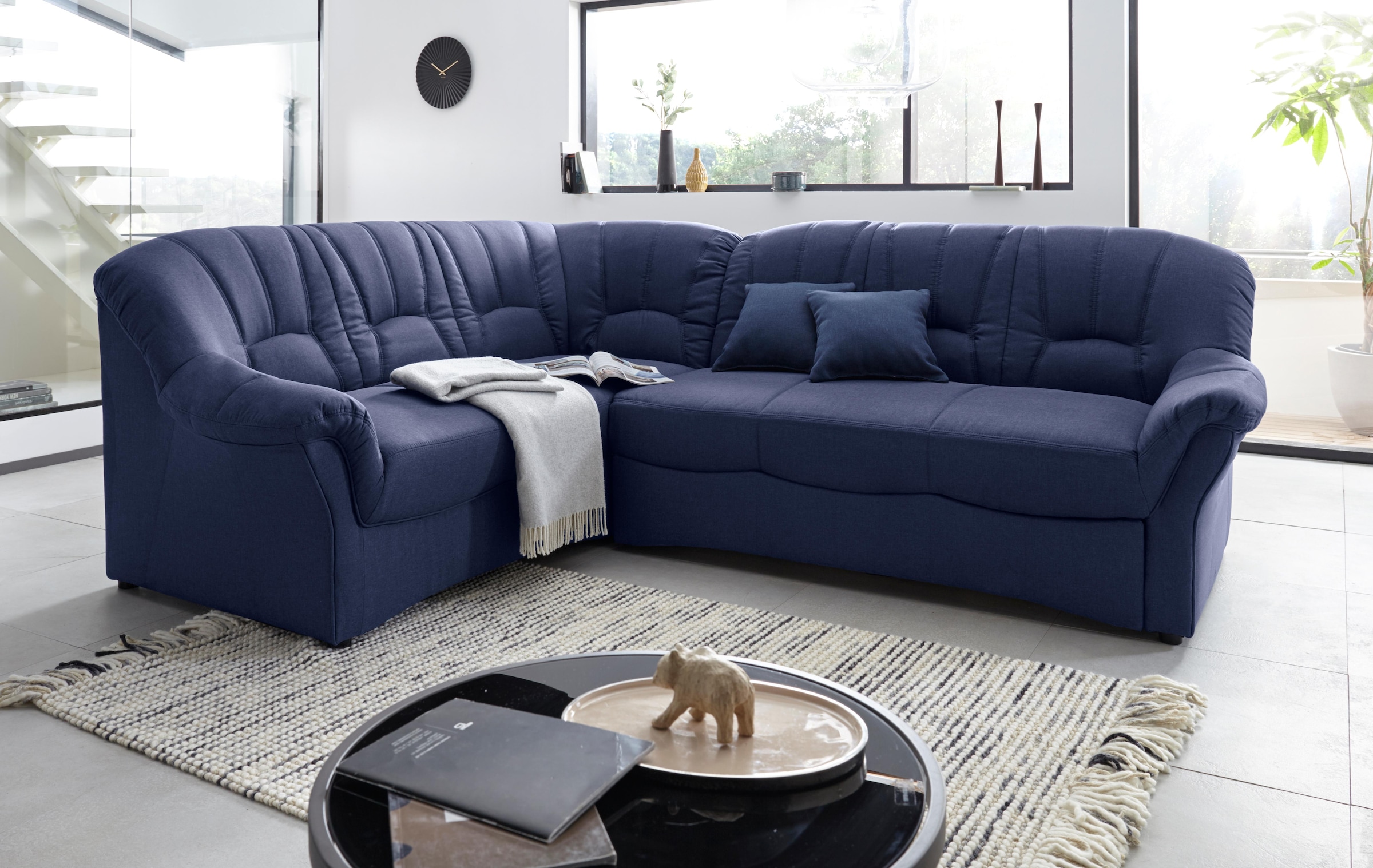 DOMO collection Ecksofa "Bahia, zeitlos & elegant, Breite 256cm, bequeme Armlehnen, L-Form" wahlweise mit Bettfunktion