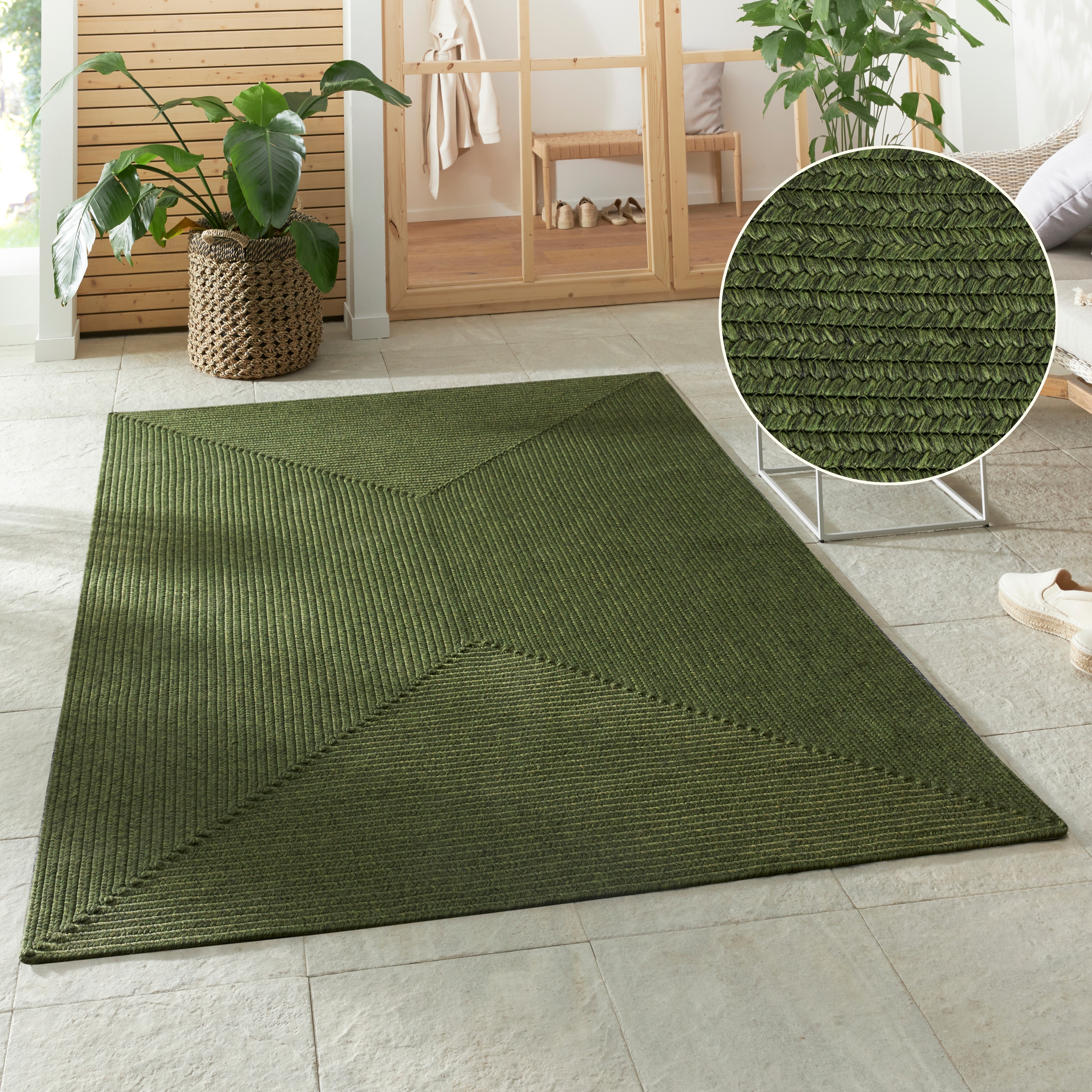 HANSE Home Teppich "Trenzado" rechteckig 10 mm Höhe In- & Outdoor, Handmade-Look, Läufer, Wetterfest, Balkon, Wohnzimmer