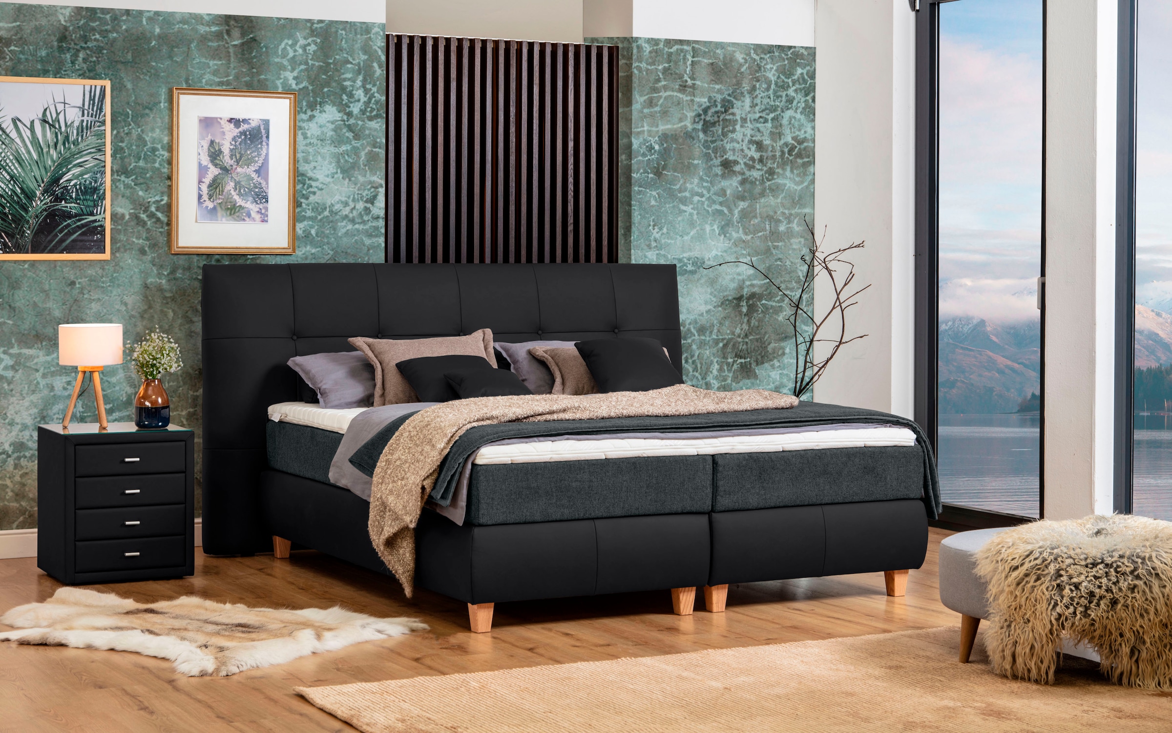 alina Boxspringbett »Luella«, ADA trendline Boxspringbett, inkl. Matratze und Viscoschaum-Topper