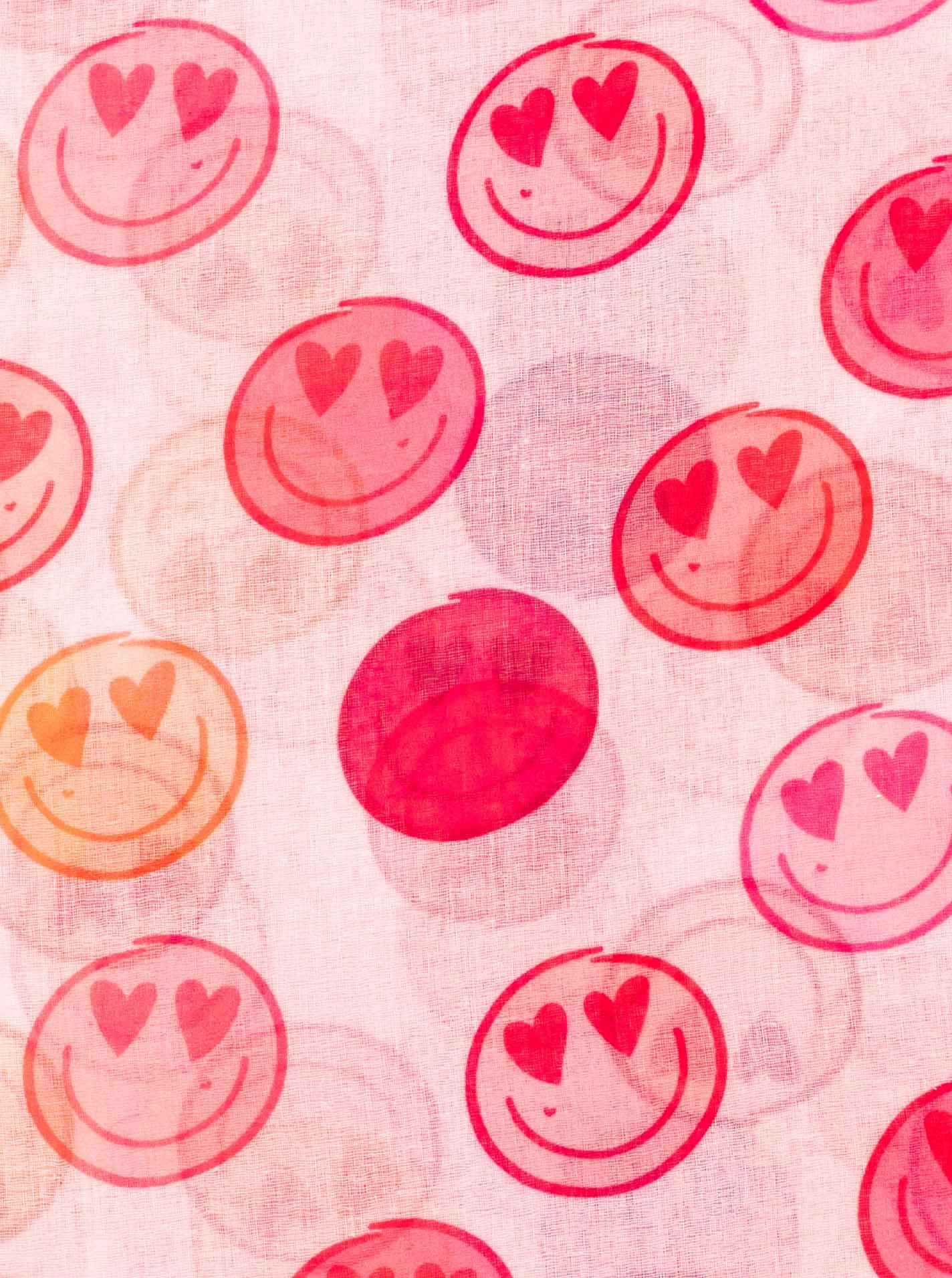 Zwillingsherz Schal ""Smiles"" transparenter Look, fröhliche Gesichter günstig online kaufen