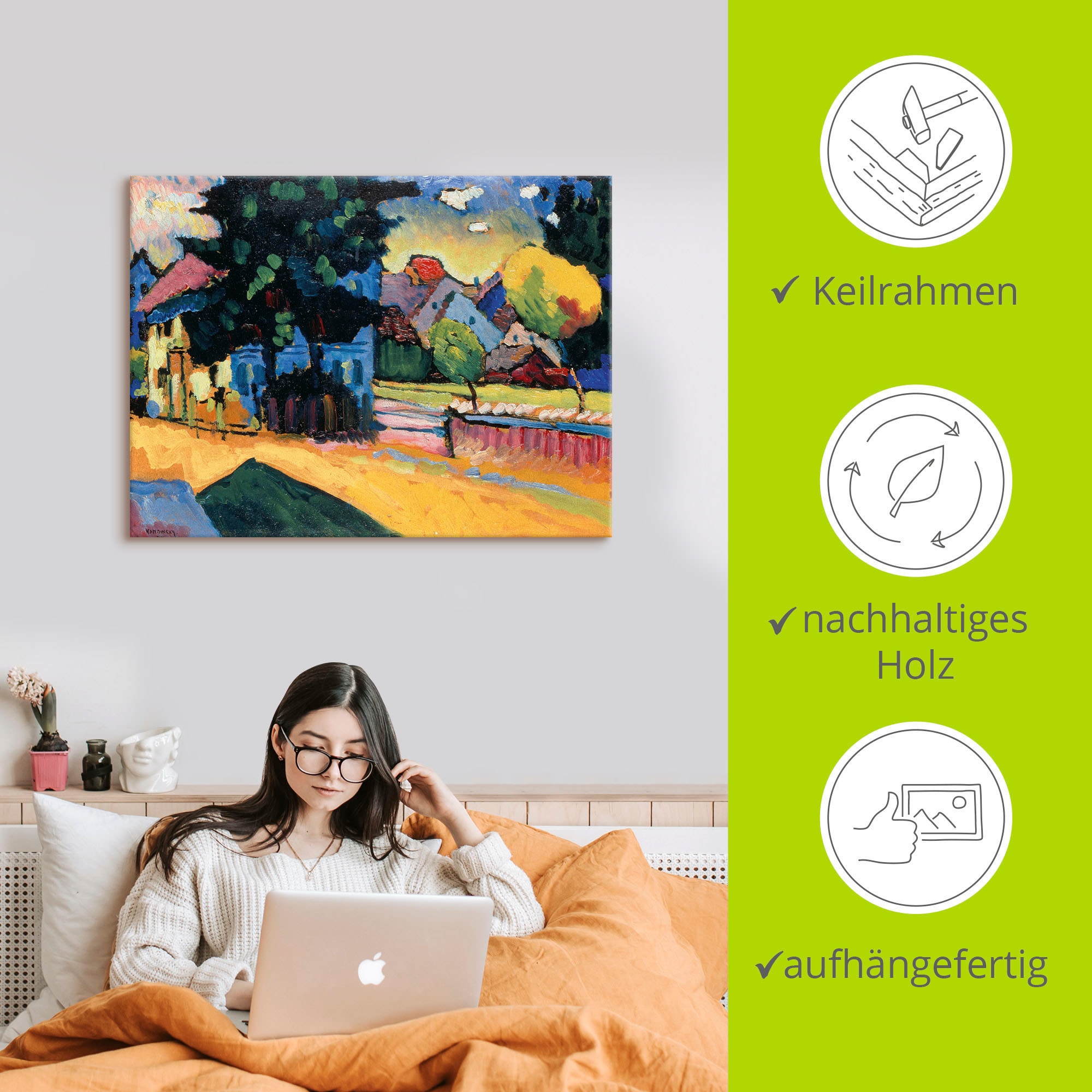 Artland Leinwandbild »Murnau - Studie zur Landschaft mit Haus«, Europa, (1 St.), auf Keilrahmen gespannt