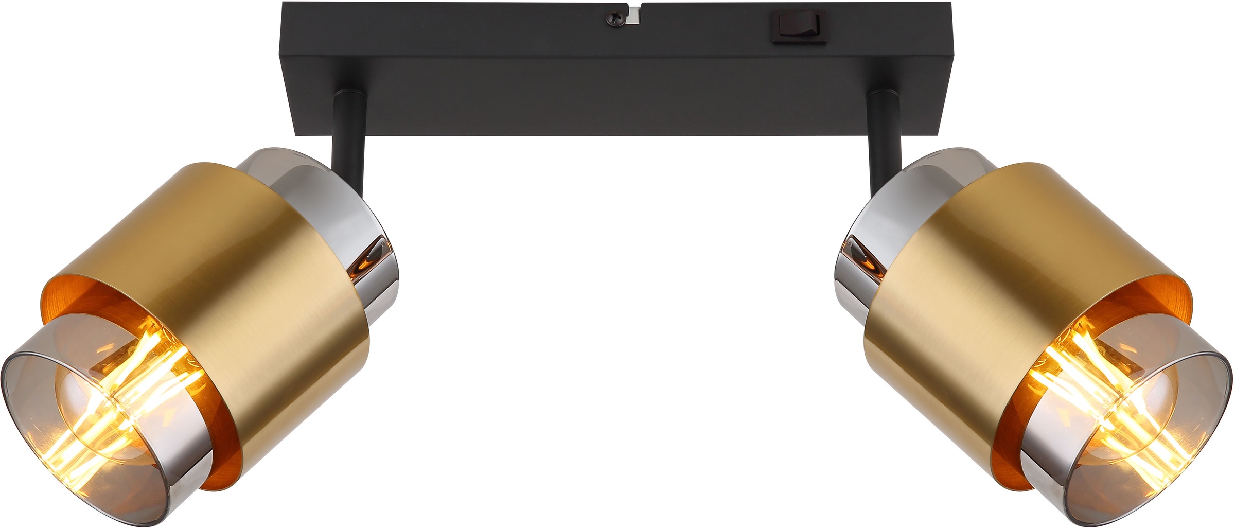 GLOBO LIGHTING Deckenstrahler »MILLEY«, Leuchtmittel E27 | ohne Leuchtmittel, Deckenspot/Glas rauchfarben/Messing/Wohnzimmer/Flur/elegant