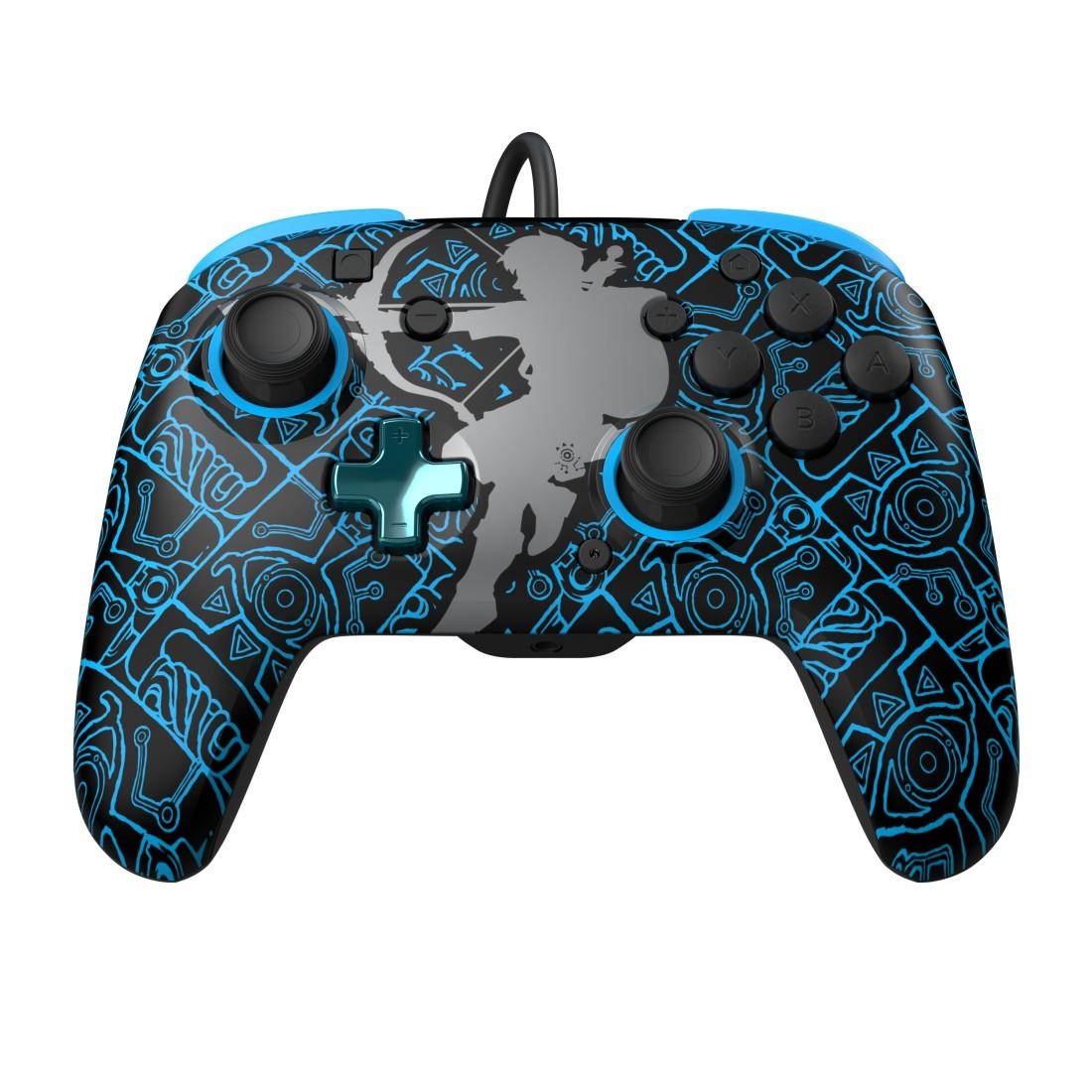 "Controller ""Rematch Glow, NS, kabelgebunden"", blau, schwarz, B:13,8cm H:6,8cm T:16,2cm, PDP - PERFORMANCE DESIGNED PRODUCTS, Spielecontroller"