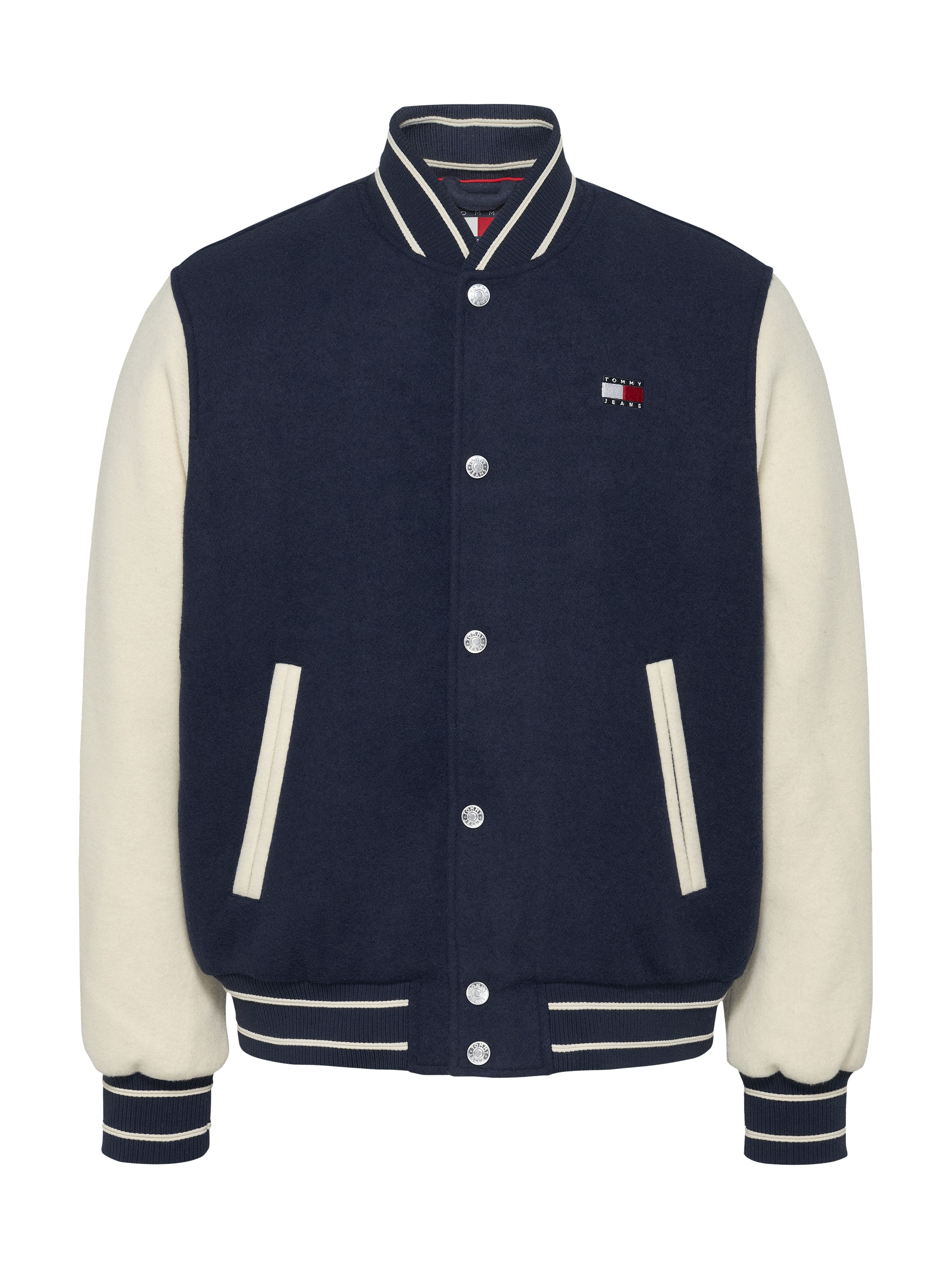 Tommy Jeans Bomberjacke »TJM WOOL BLEND VARSITY JKT EXT«, mit Colorblock-Design, Logostickerei