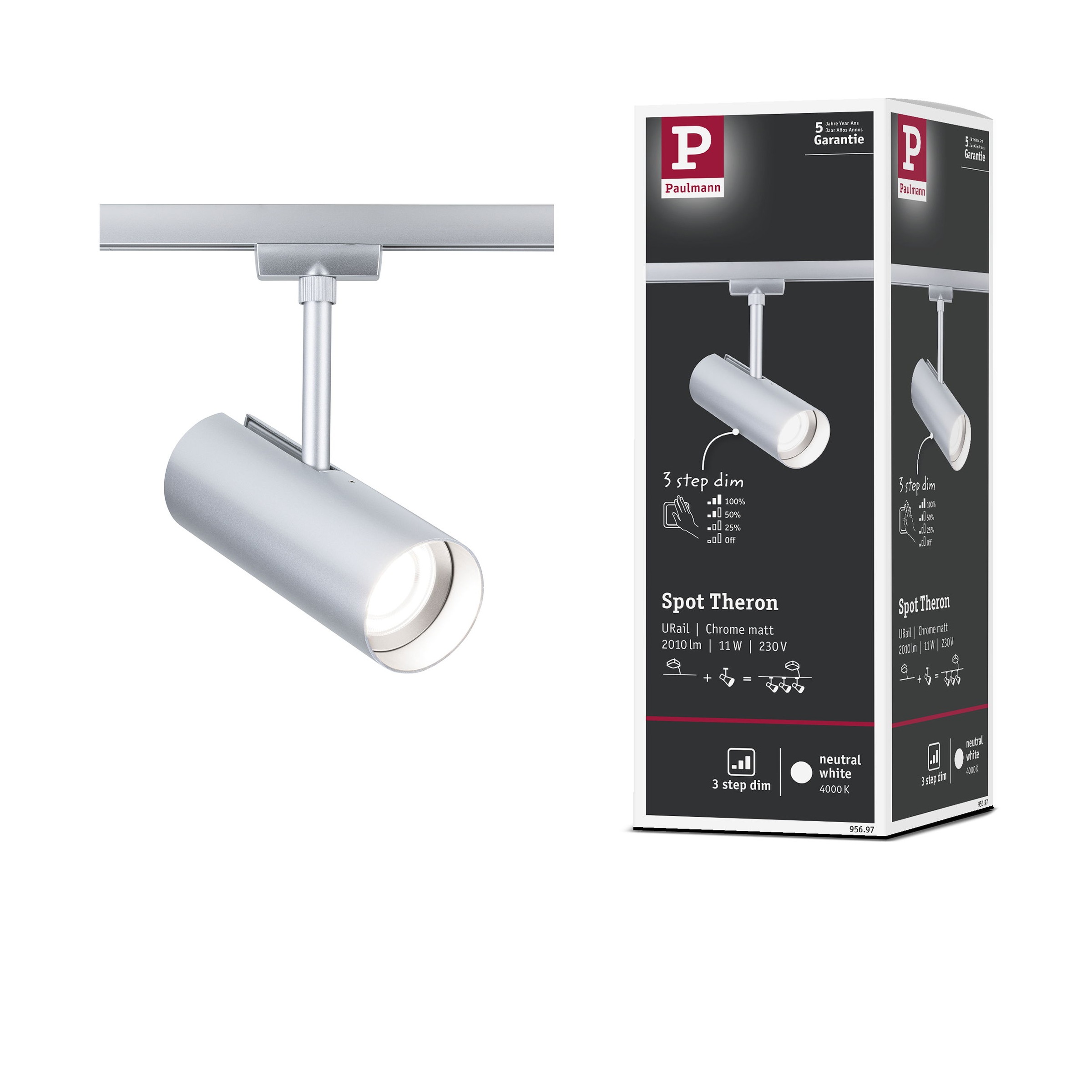 Paulmann Schienensystem-Leuchten »Theron 1100lm 11W 4000K dimmbar 230V« LED-Modul 1 Stk. Neutralweiß 3-Step-Dim