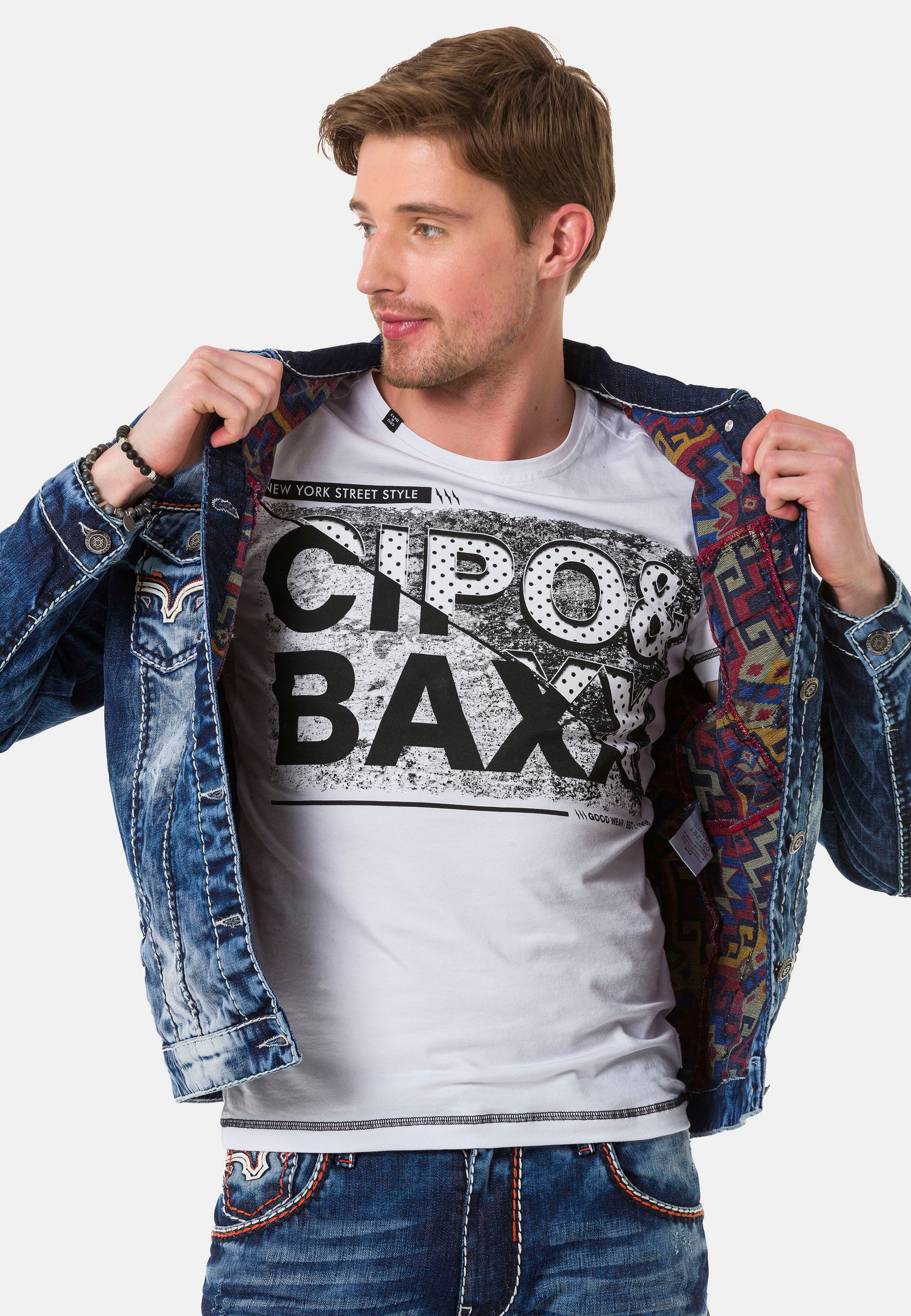 Cipo & Baxx Jeansjacke, mit tollen Zier-Elementen